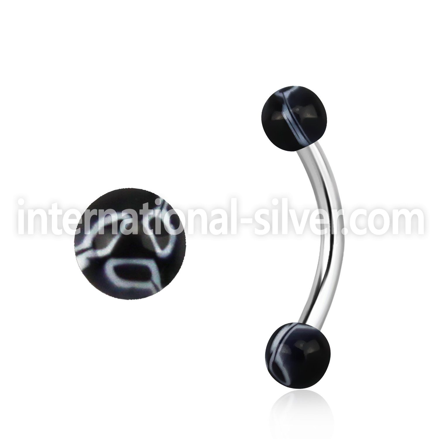 bnedxx steel eyebrow banana w 3mm black white flower balls
