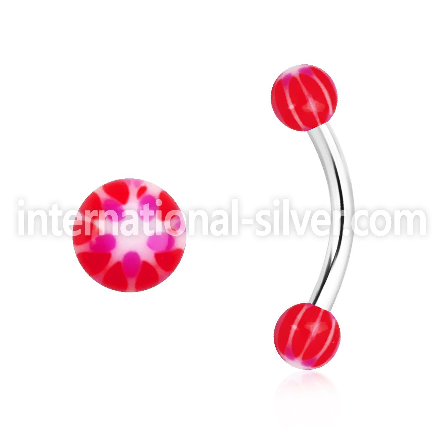 bnedxz steel eyebrow banana w 3mm balls w a red white star