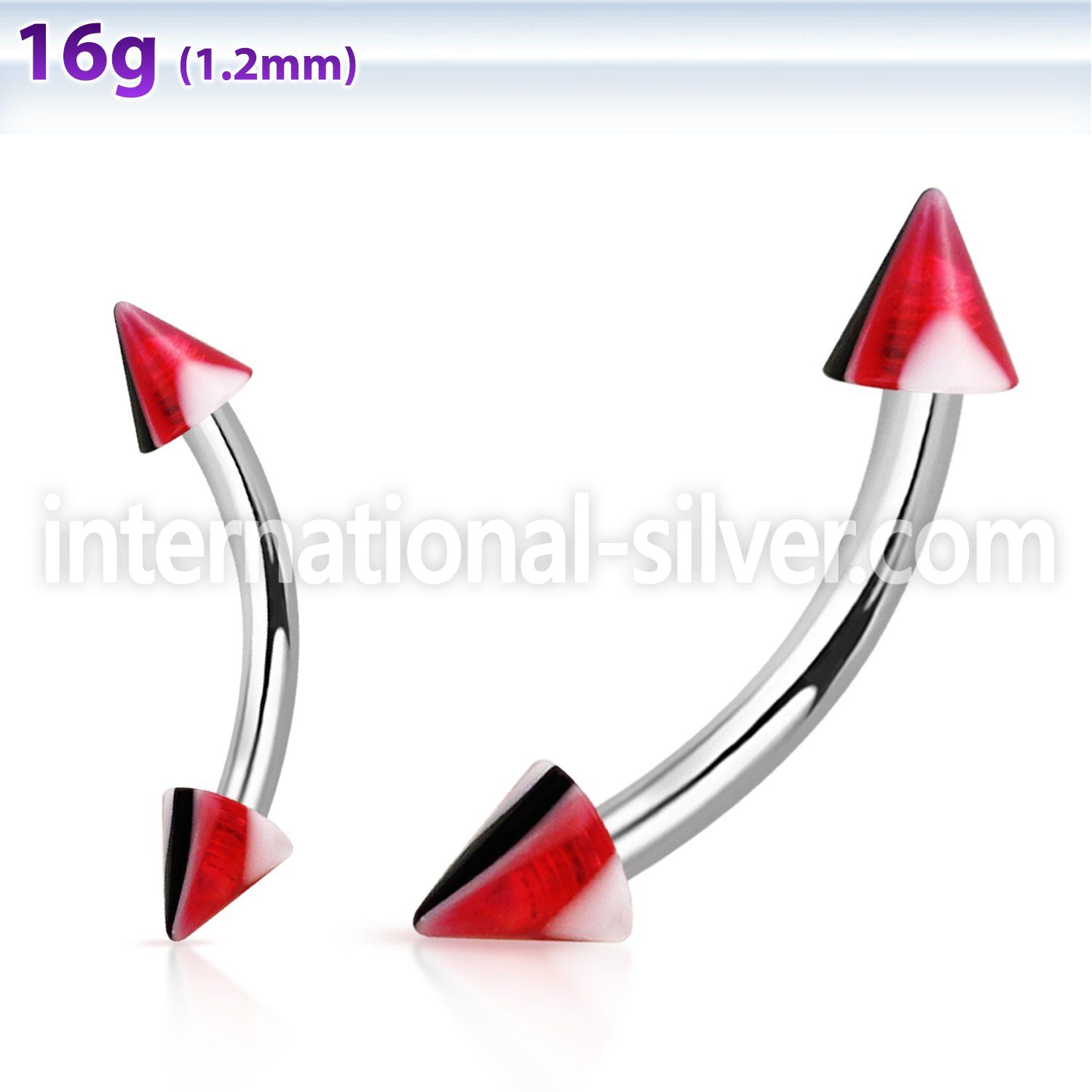 bnenaa 316l steel eyebrow banana with 3mm acrylic uv cone