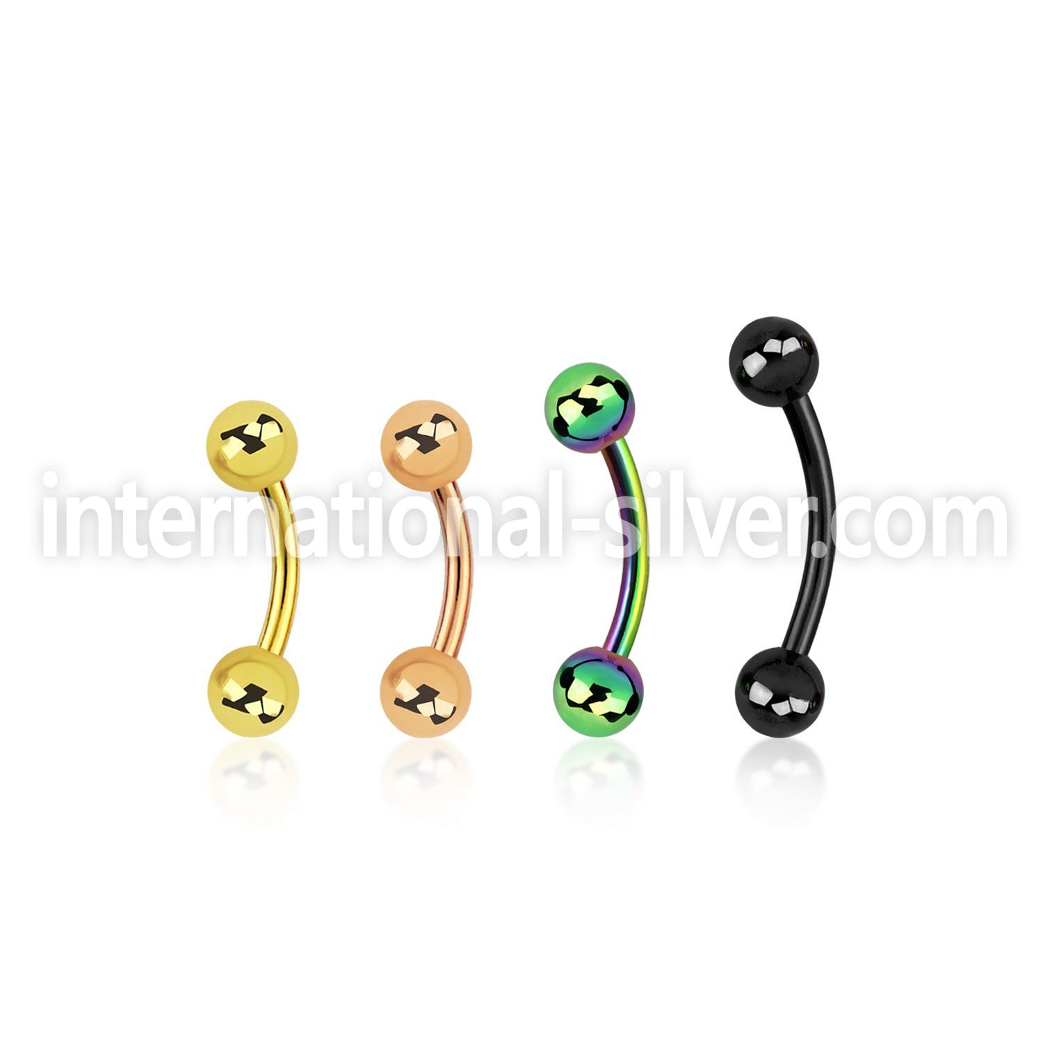 bnet20b anodized 316l steel eyebrow banana, 20g w 3mm balls