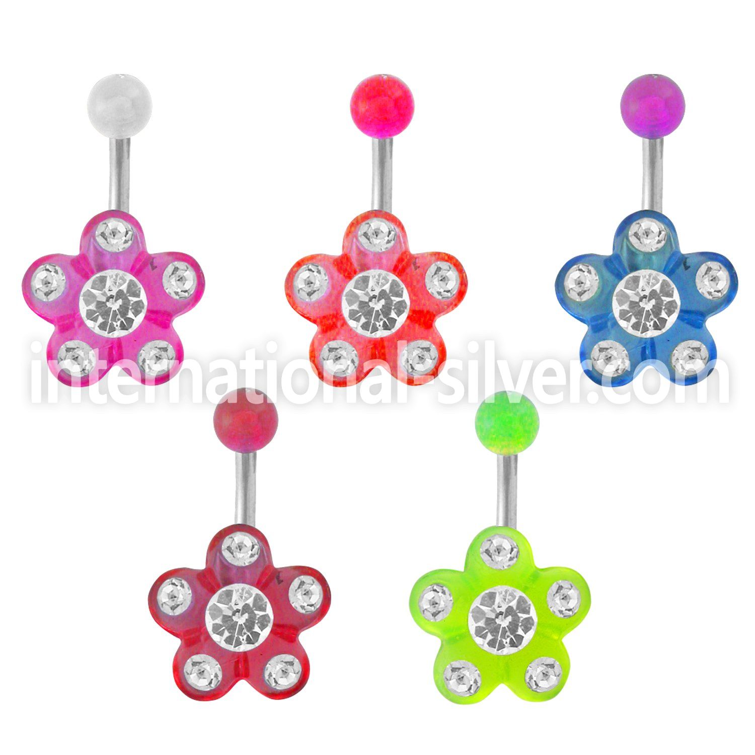 bnuvfl10 belly rings surgical steel 316l with acrylic parts belly button