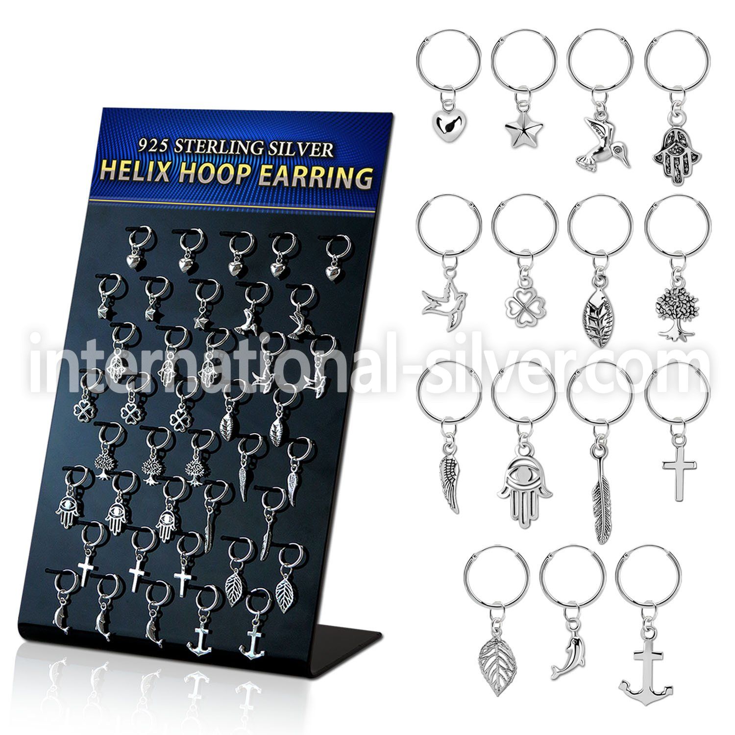 br610 925 silver ear ring ear stud choose  piercing