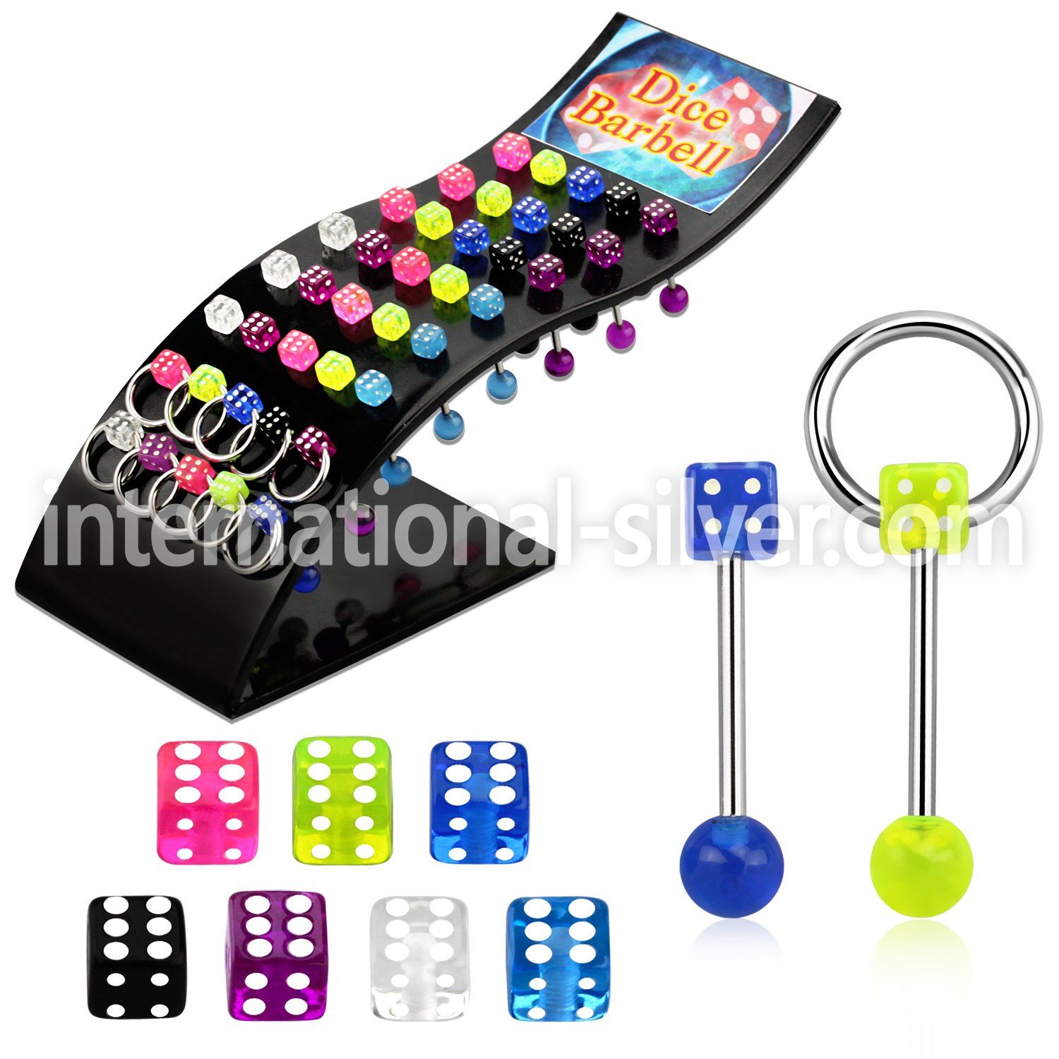 brdi straight barbells surgical steel 316l with acrylic parts ear lobe