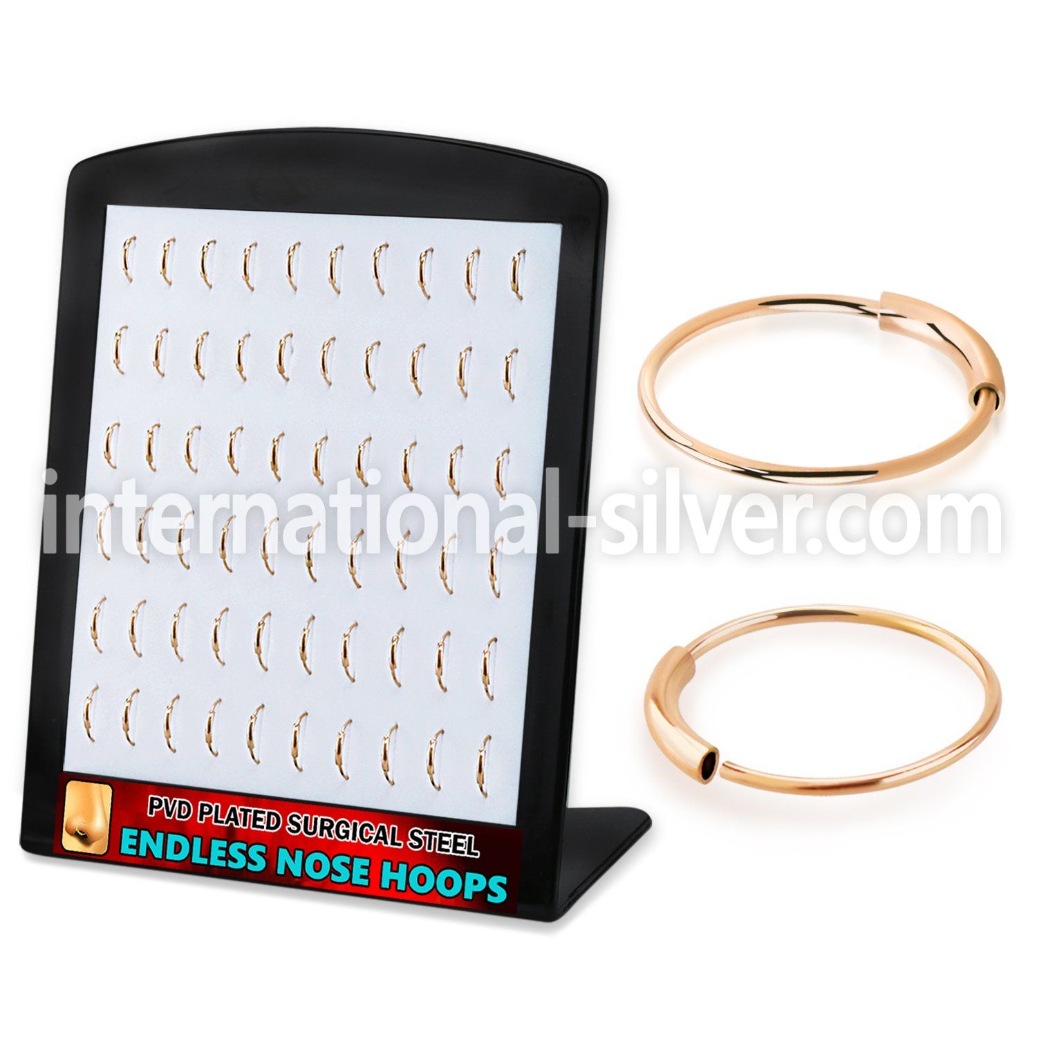 brend3 surgical steel nose ring hoops rosegoldpvd display 60