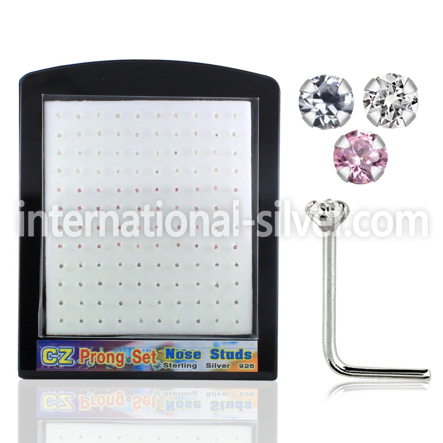 brnsczm l shape nose studs silver 925 nose
