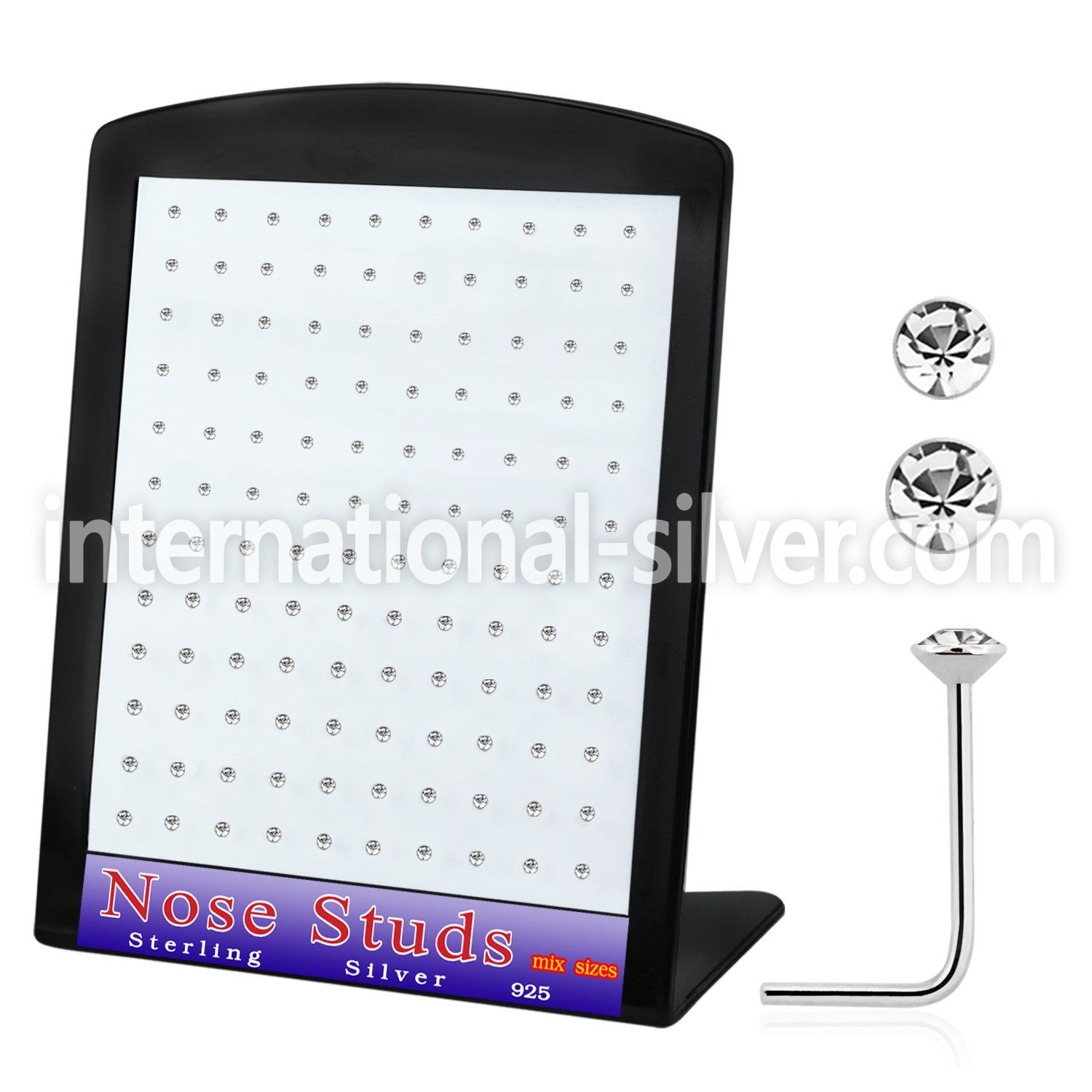 brnsmc10 sterling silver nose studs round gem tops