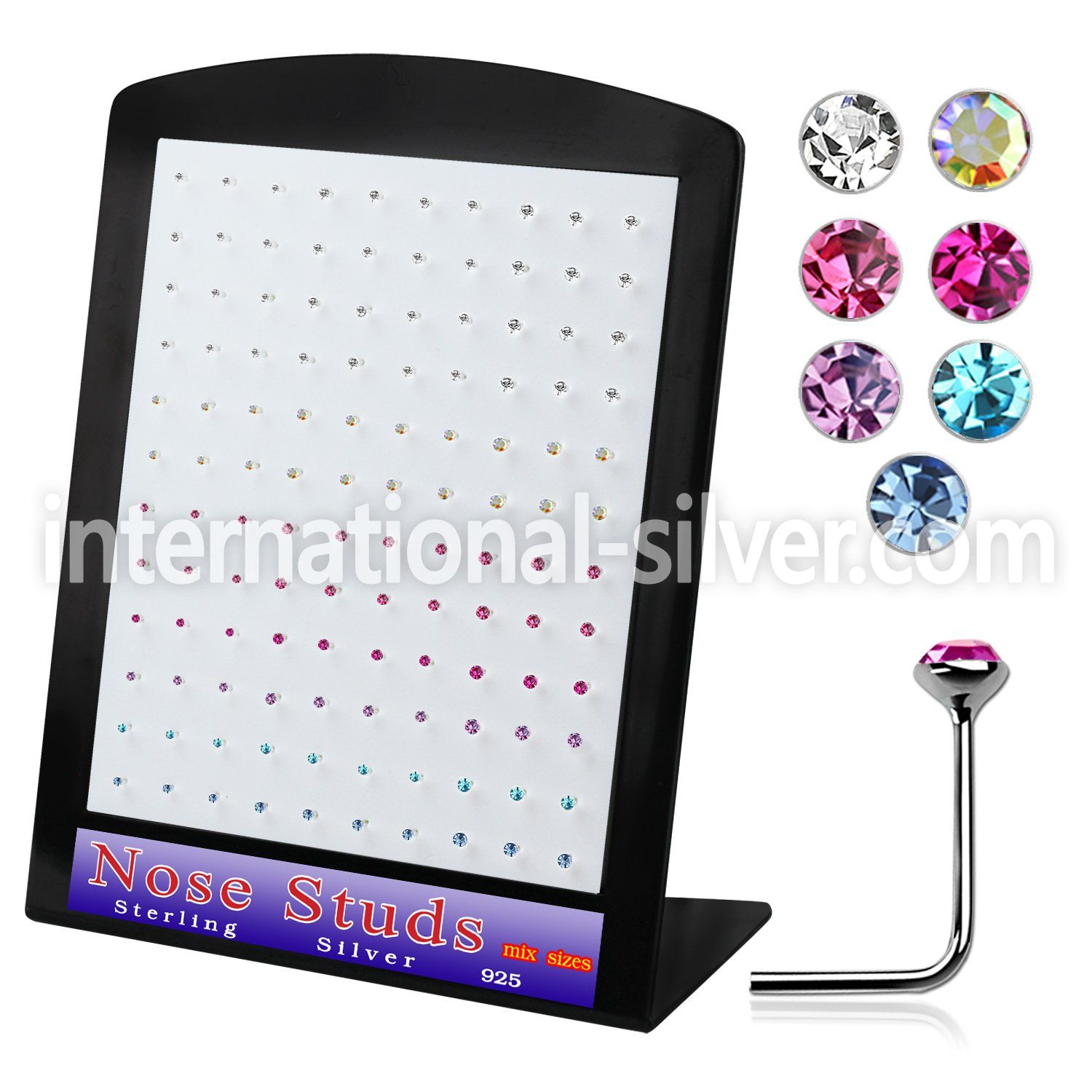 brnsmm l shape nose studs silver 925 nose