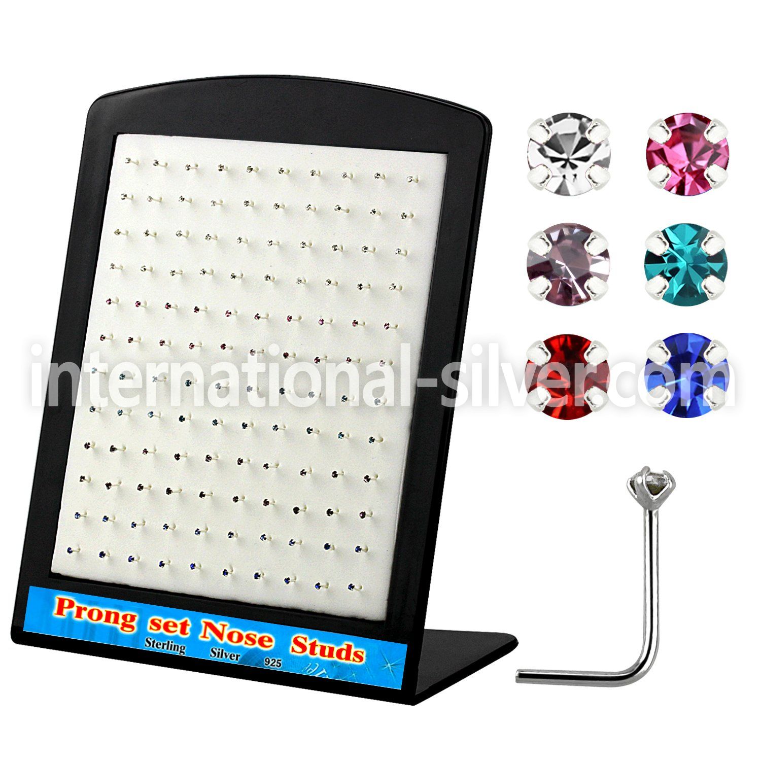 brnspm l shape nose studs silver 925 nose