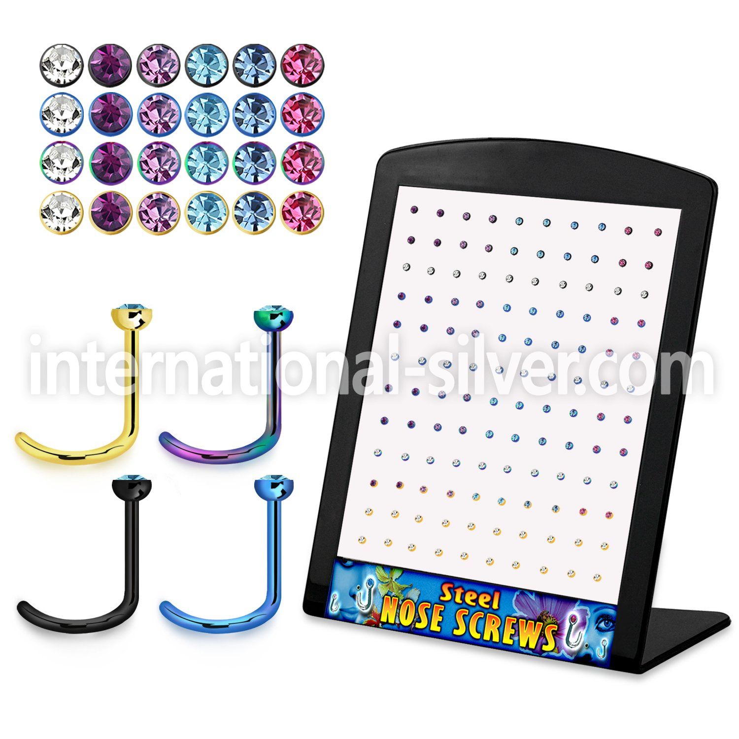 brnstc l shape nose studs anodized surgical steel 316l nose