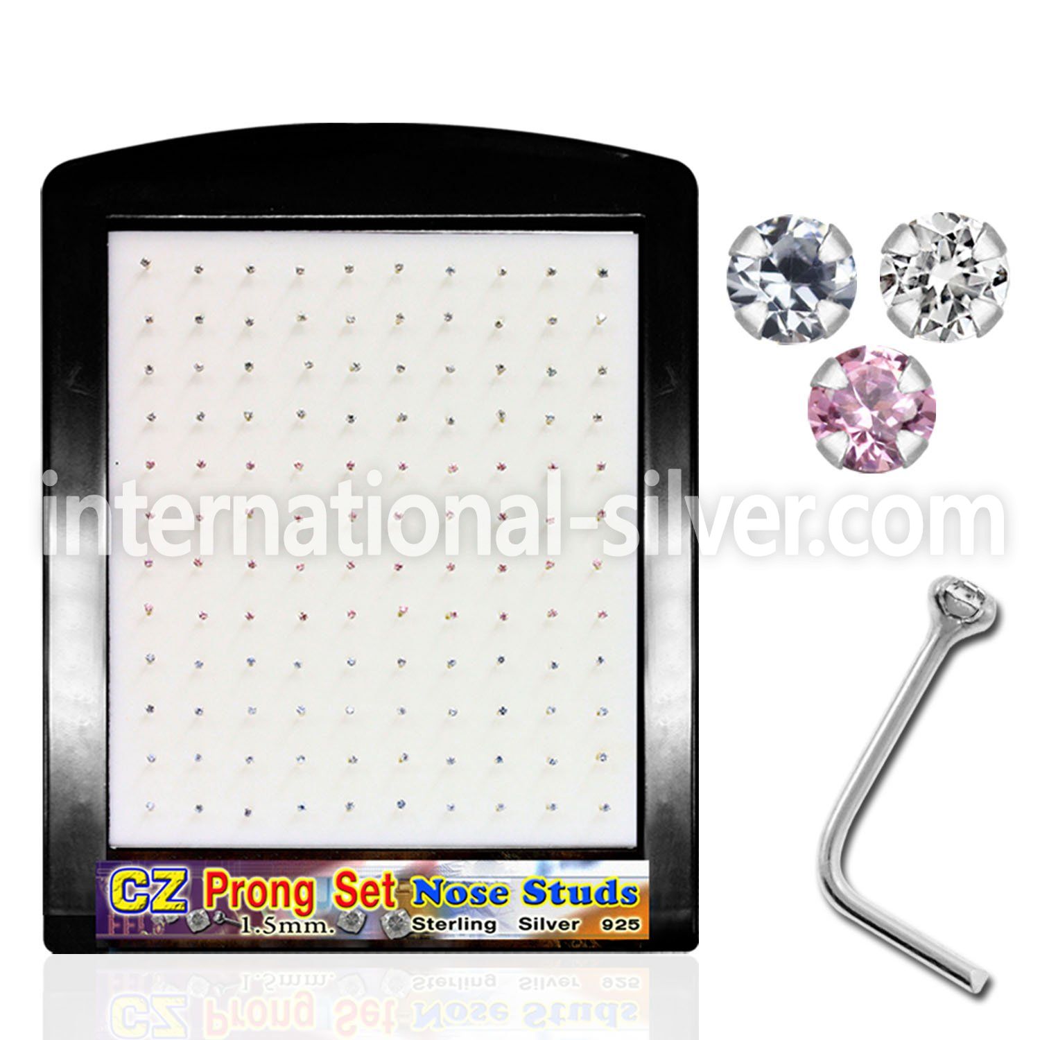 brnszm l shape nose studs silver 925 nose