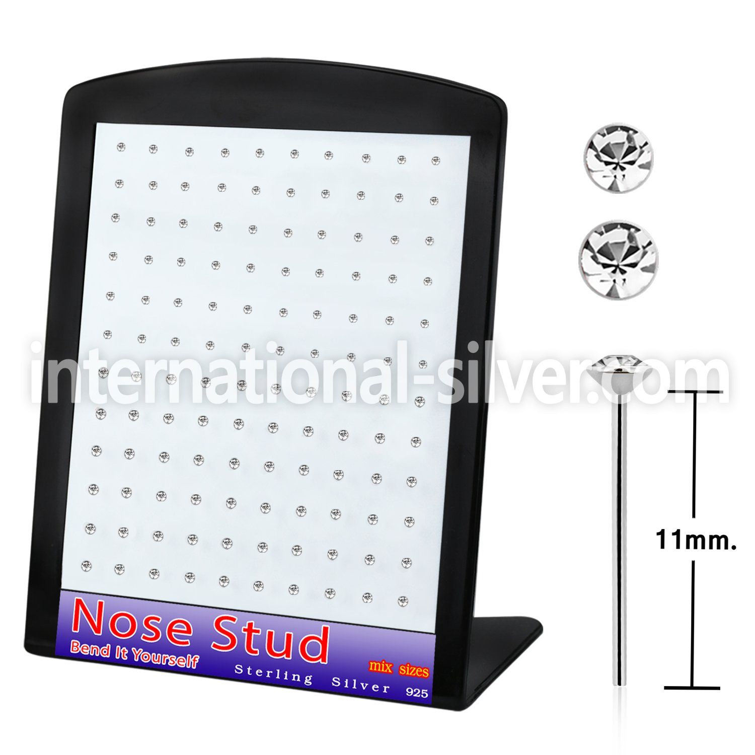 brnymc10 sterling silver studs round gem tops