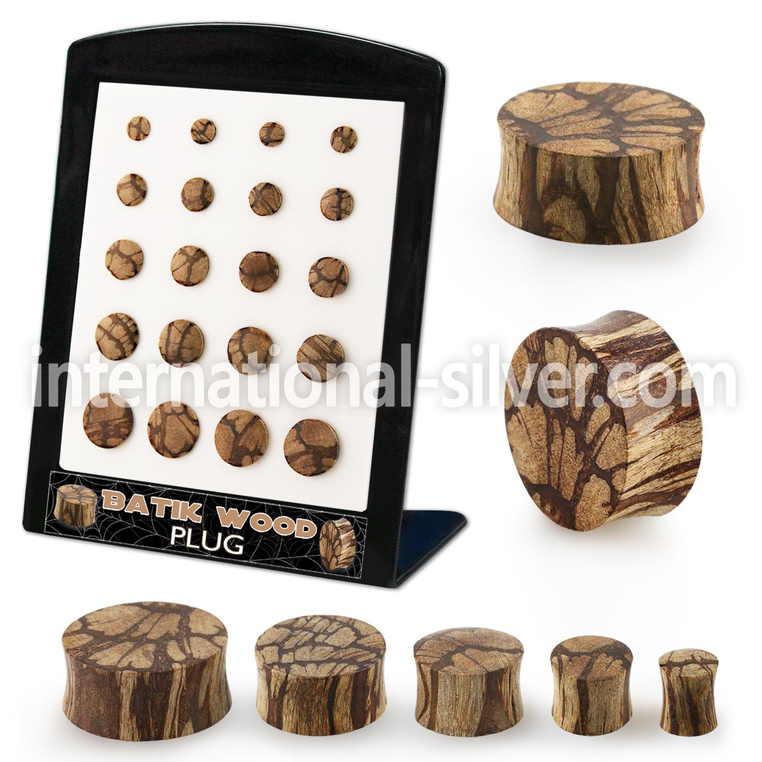 brpg202 batik wood double flare ear plugs 20pcs