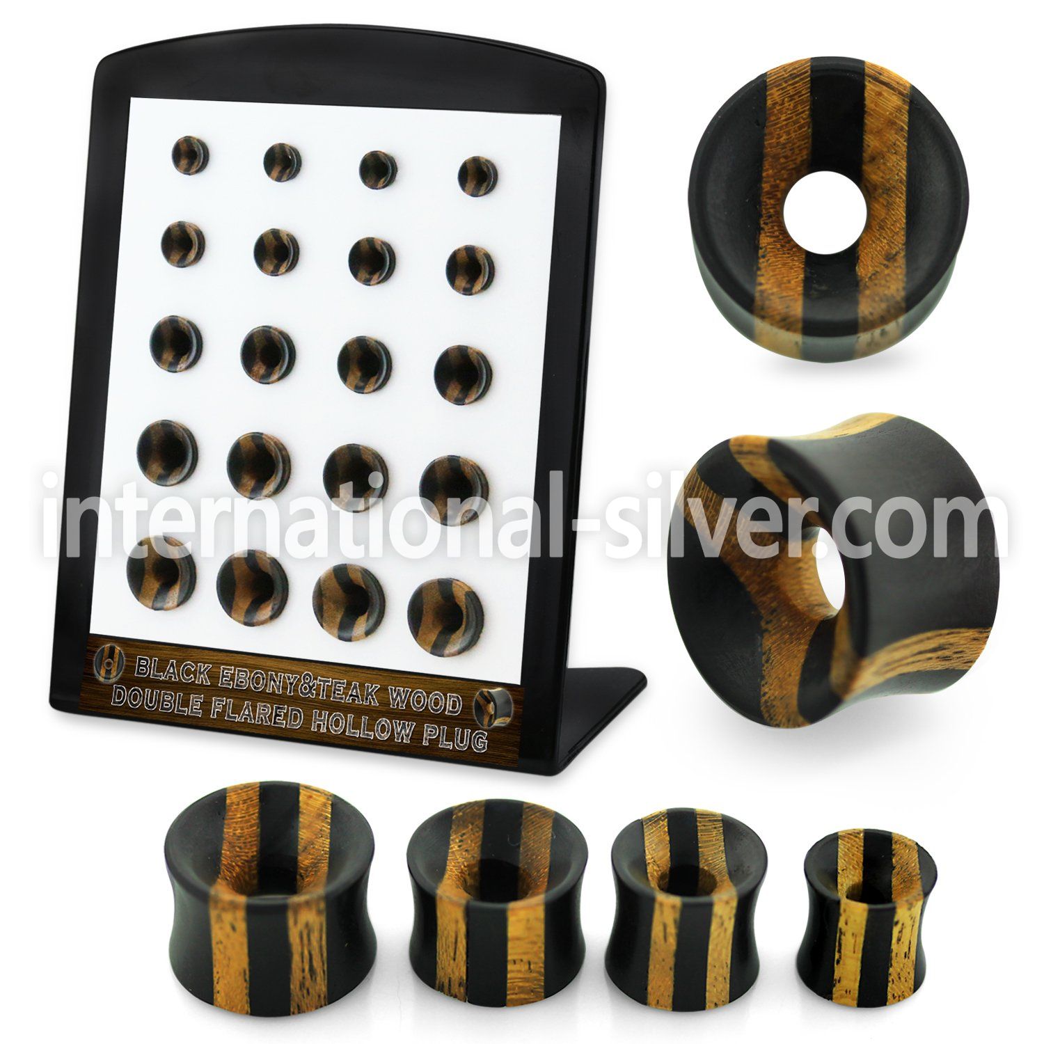 brpg225 ebony teak two tone double flare tunnels 20pcs