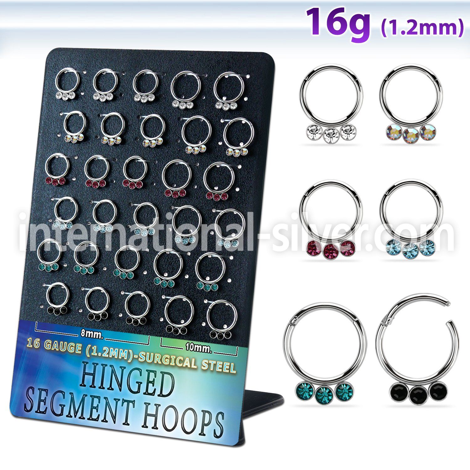 brsegh16 surgical steel seamless and segment rings ear lobe septum piercing