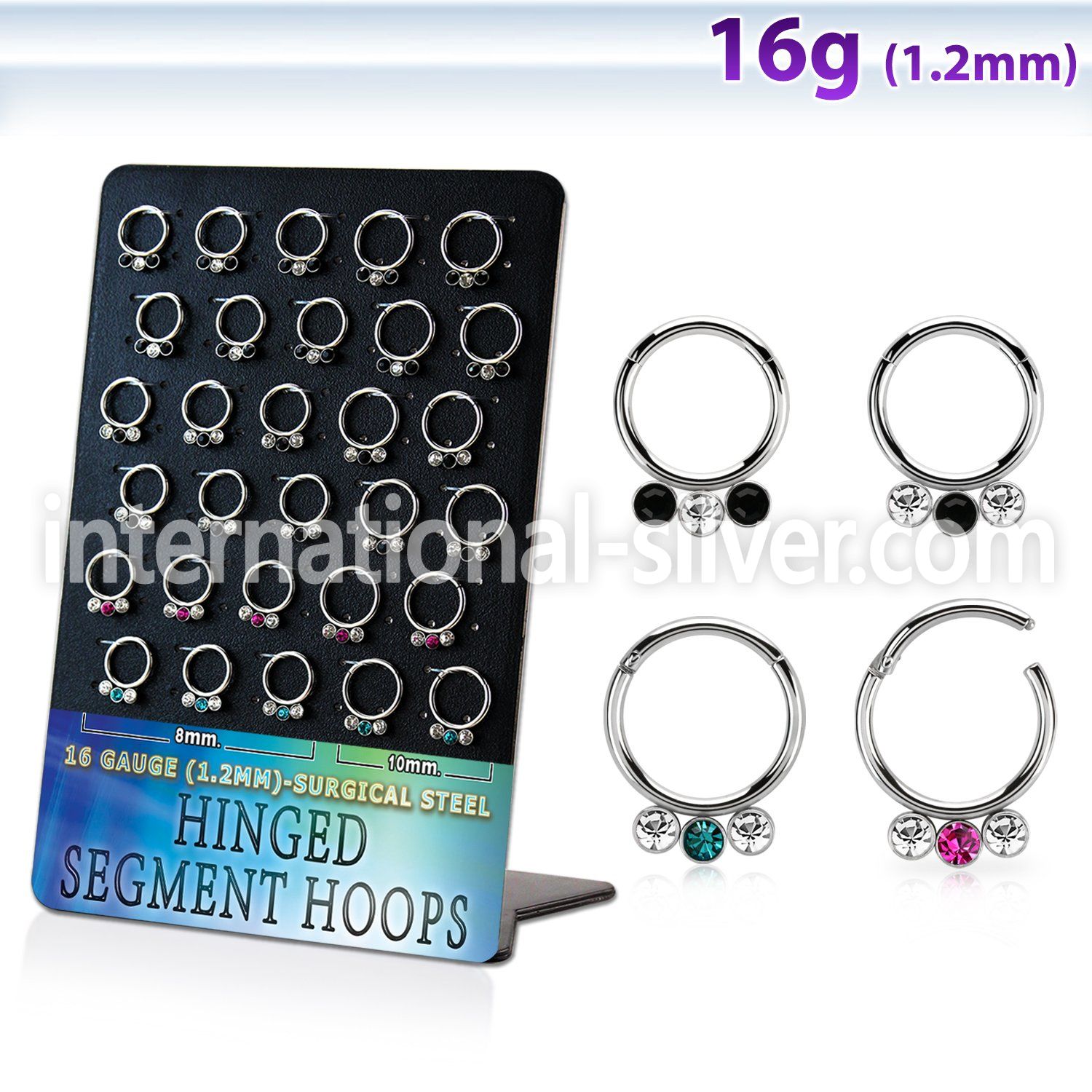 brsegh23 surgical steel seamless and segment rings ear lobe septum piercing