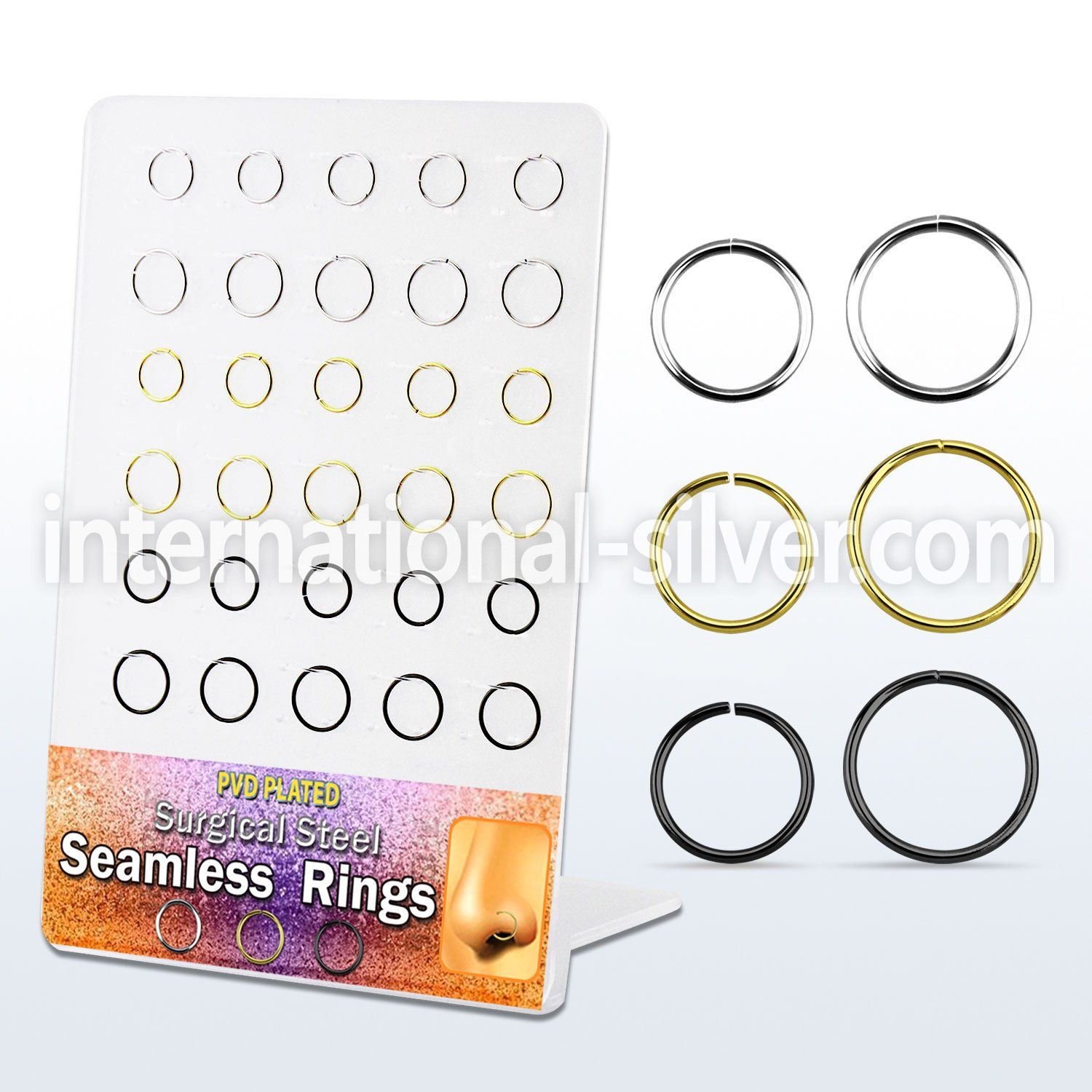 brsel11 seamless segment rings anodized surgical steel 316l nose