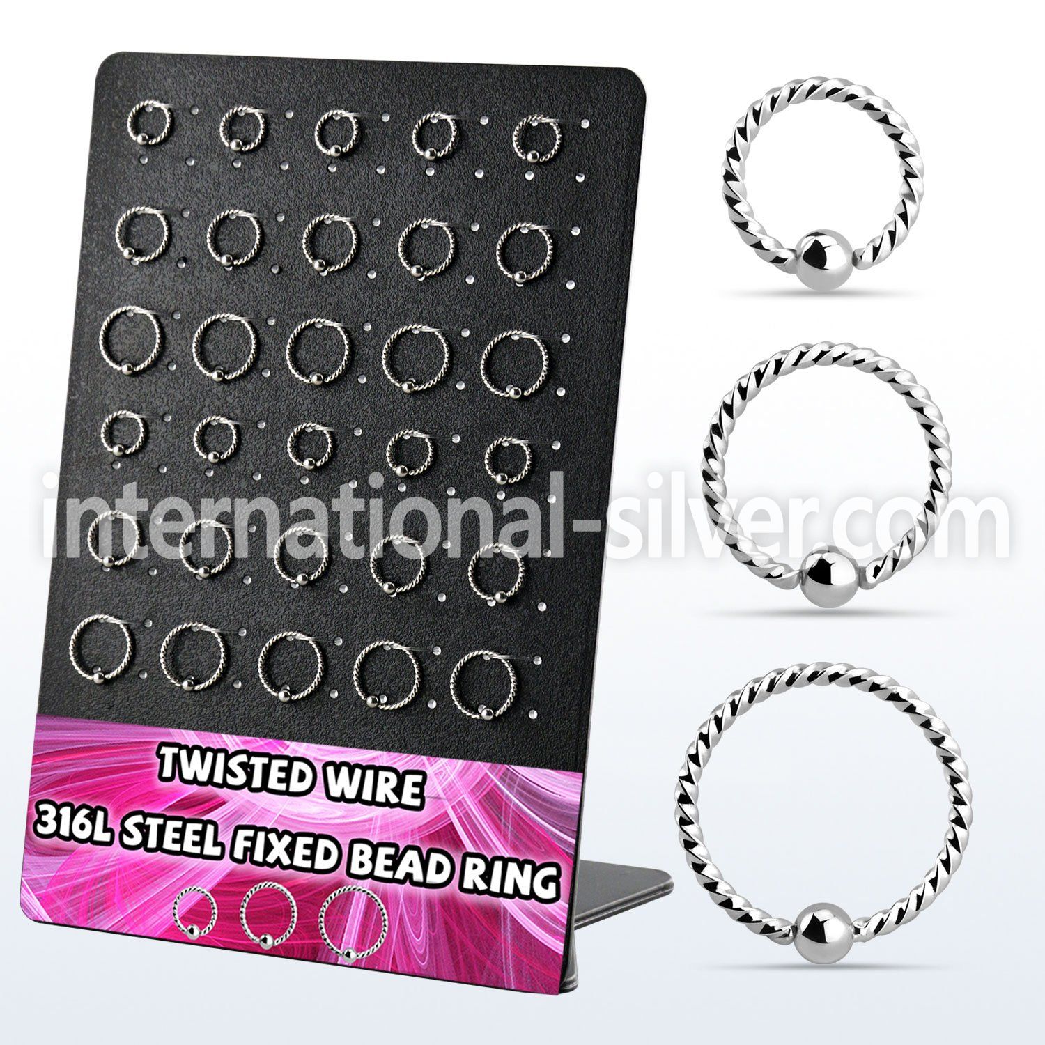 brsel14 board w 30 steel fixed bead ring w twisted wire design