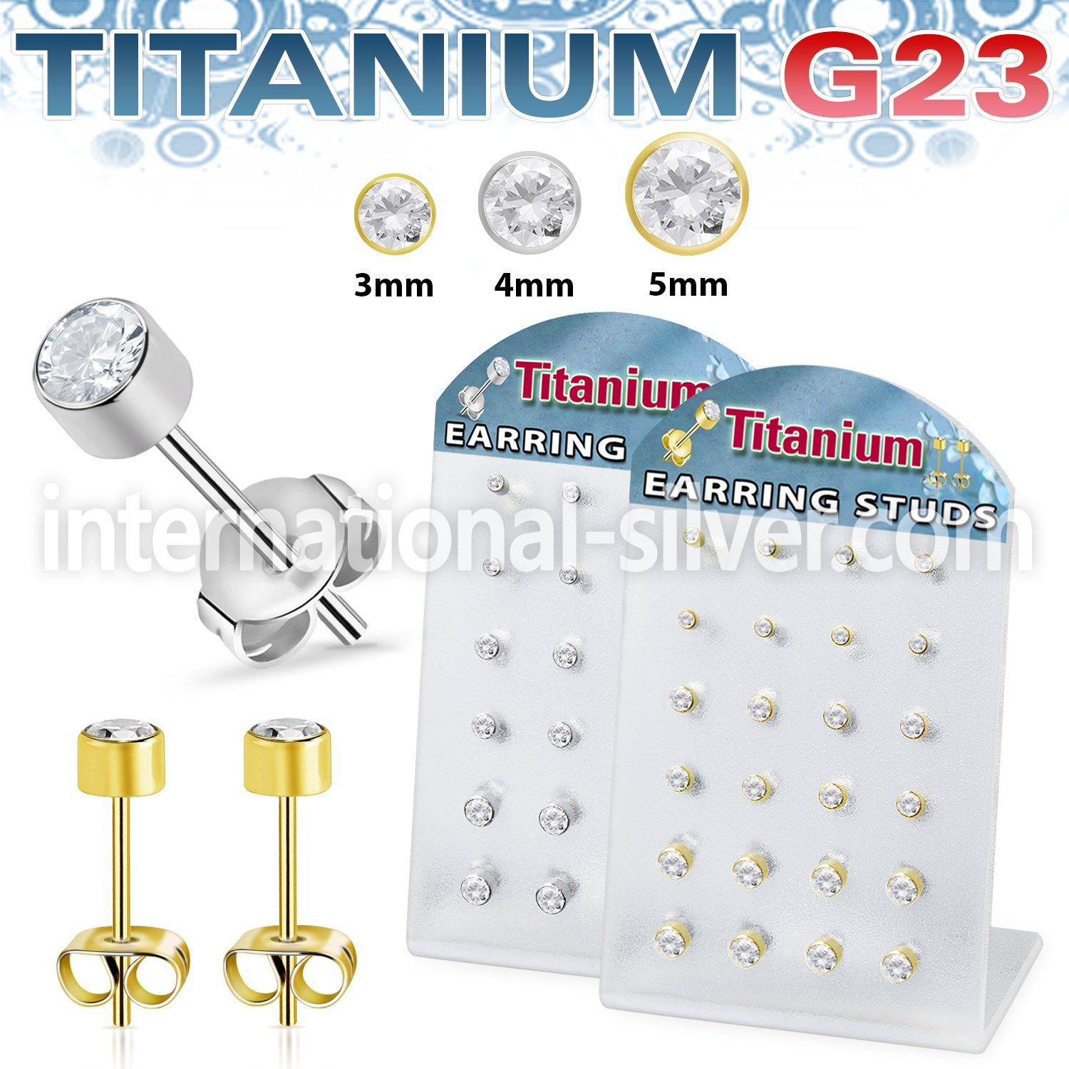 bruerbzr1 titanium earring studs 20g press fit cz 12 pairs