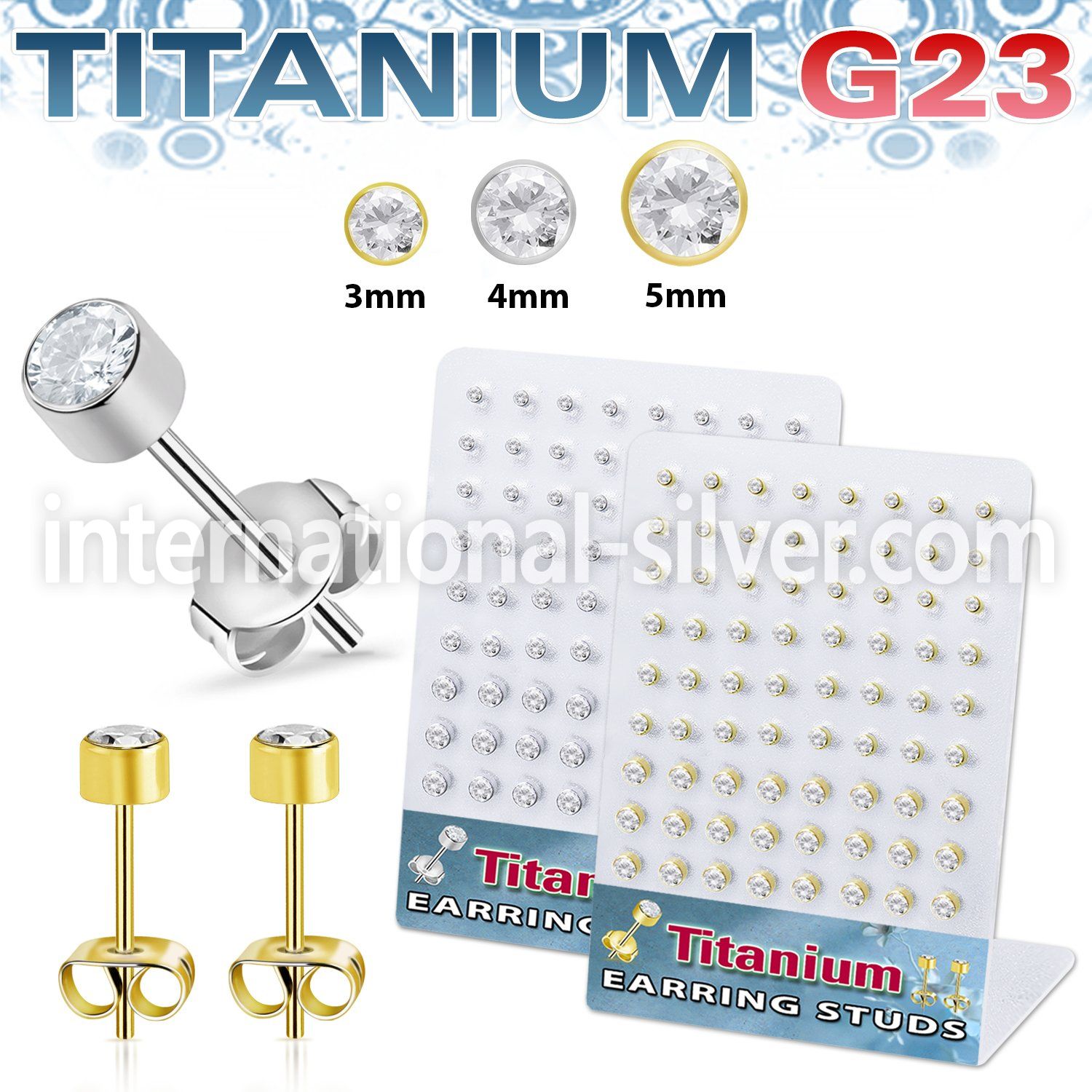bruerbzr2 titanium earring studs 20g press fit cz 36 pairs