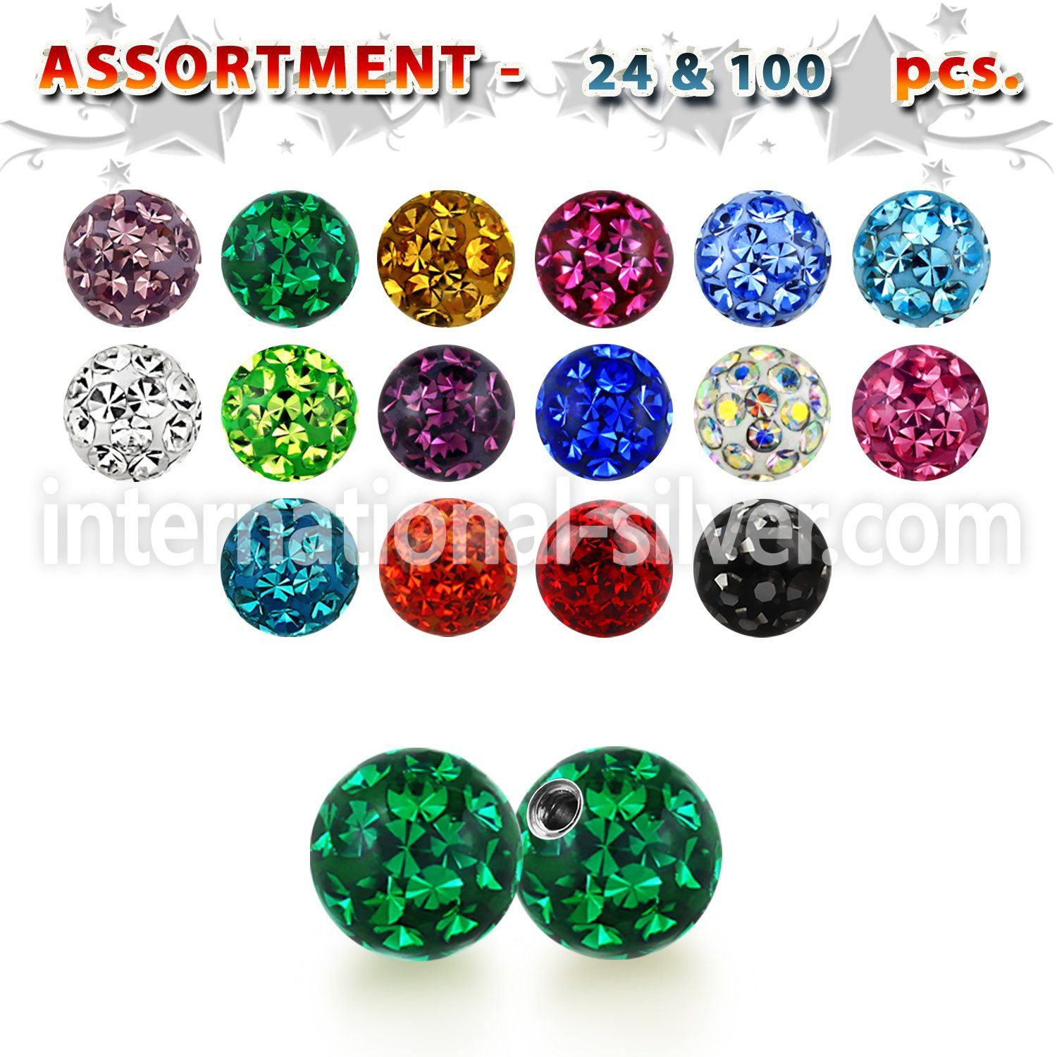 bulk w 4mm multi crystal ball 20g resin cover