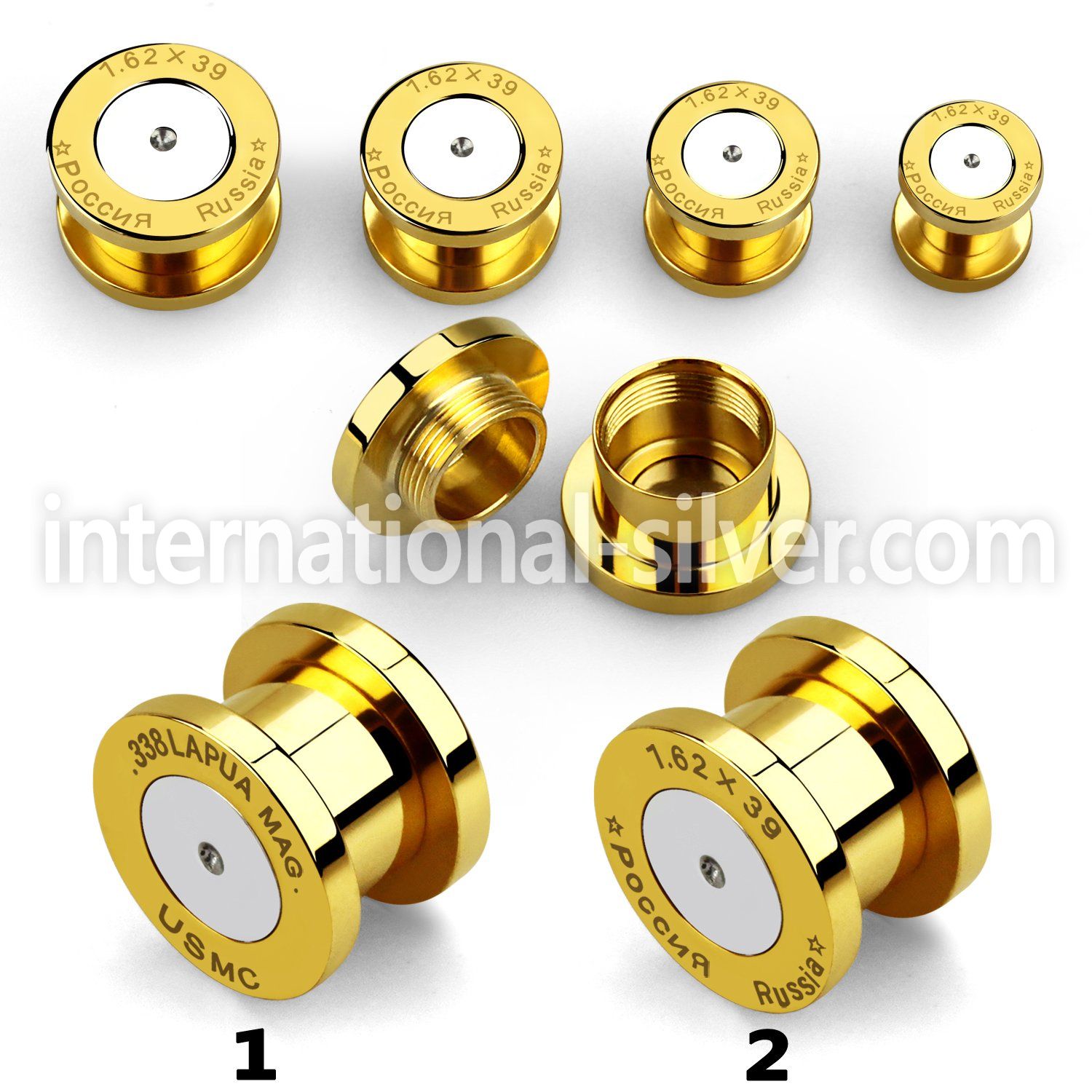 bulp plugs gauges anodized surgical steel 316l ear lobe