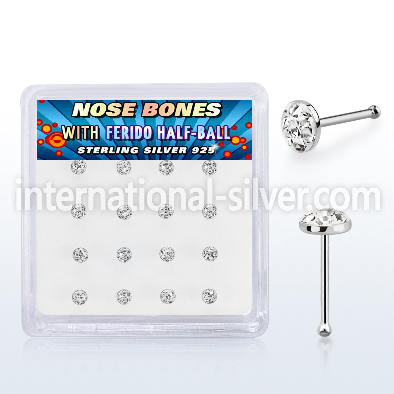 bxfr16c 925 silver nose bone stud 3mm ferido half ball resin covered