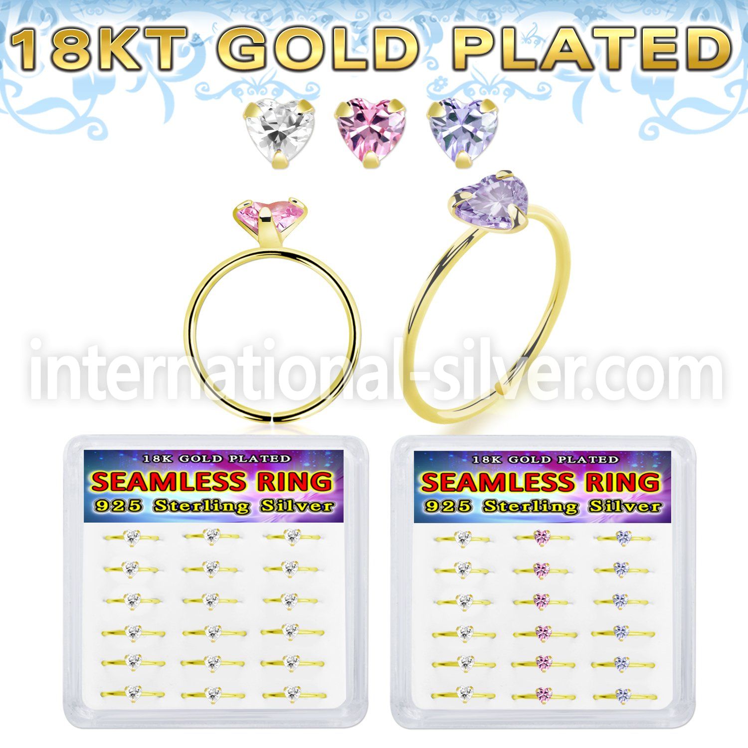 bxnhmx5g 18 k plated silver seamless nose ring 22g heart 18