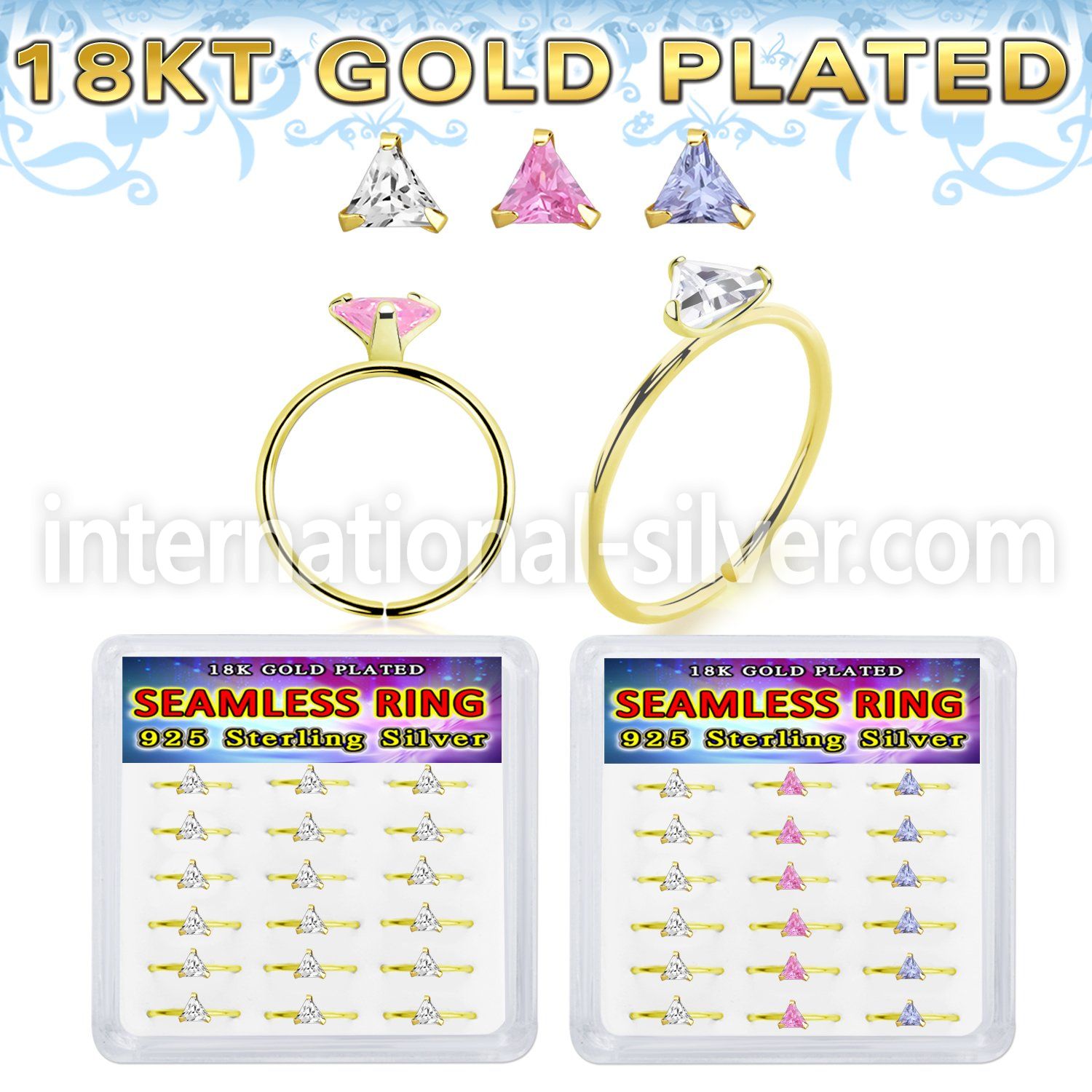 bxnhmx6g 18 k plated silver seamless nose ring triangle 18