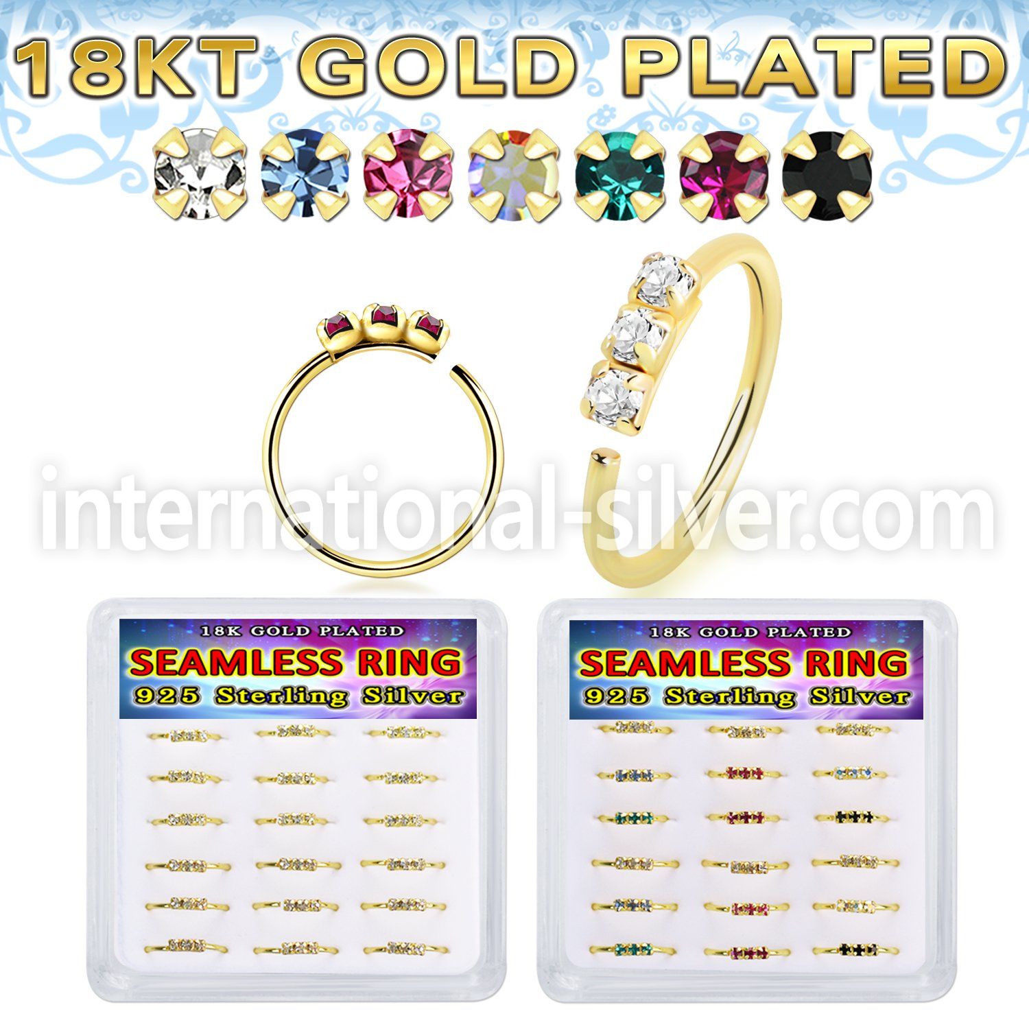 bxnhmx9 18 k plated silver seamless nose ring hoop 20g 18