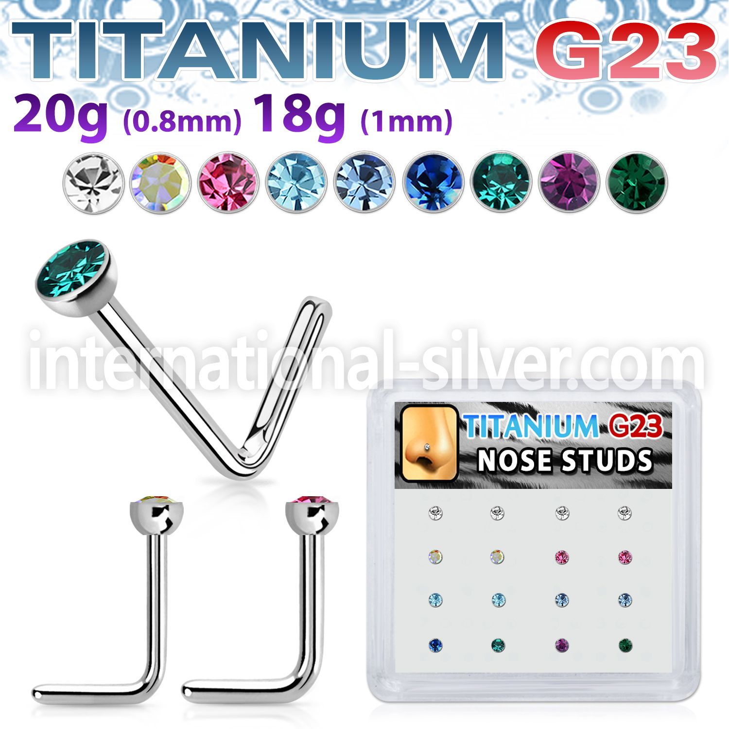 bxunl2 titanium l shaped nose studs colors press fit 16pcs