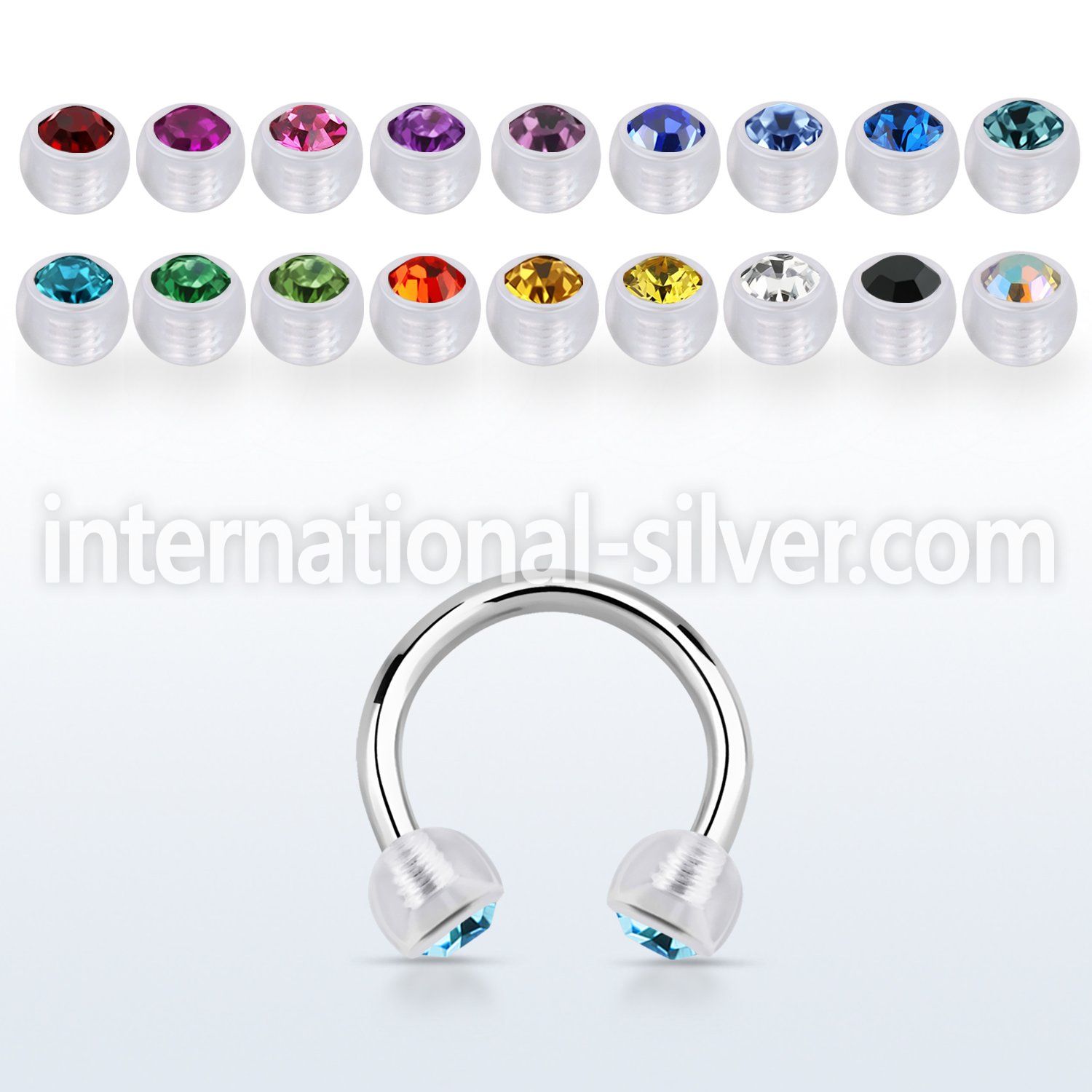 cbeajb4 horseshoes surgical steel 316l with acrylic parts ear lobe