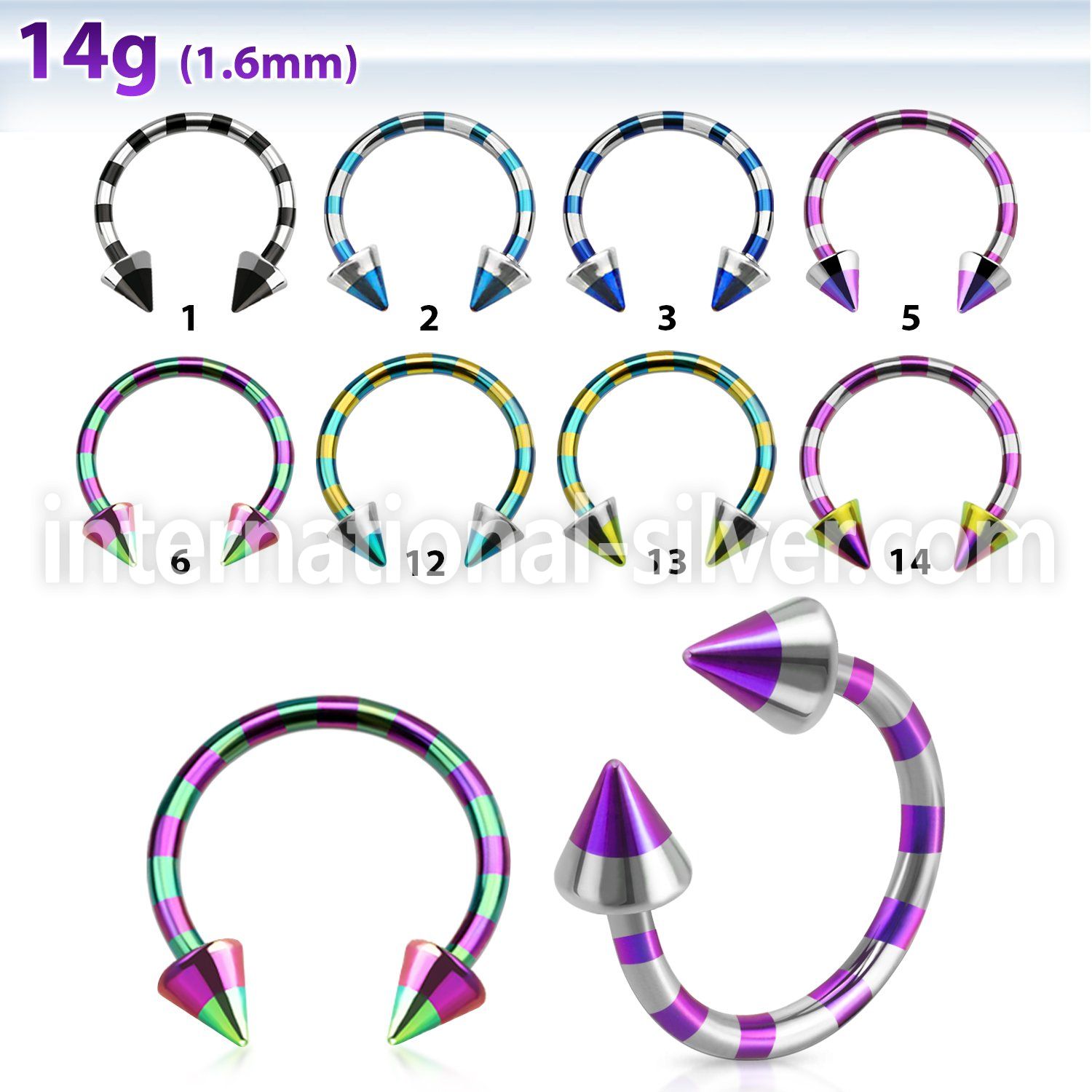 cbtln14 horseshoes anodized surgical steel 316l belly button