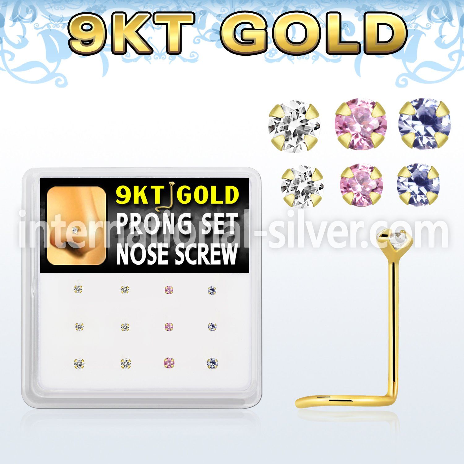 d9gsc12 l shape nose studs gold nose