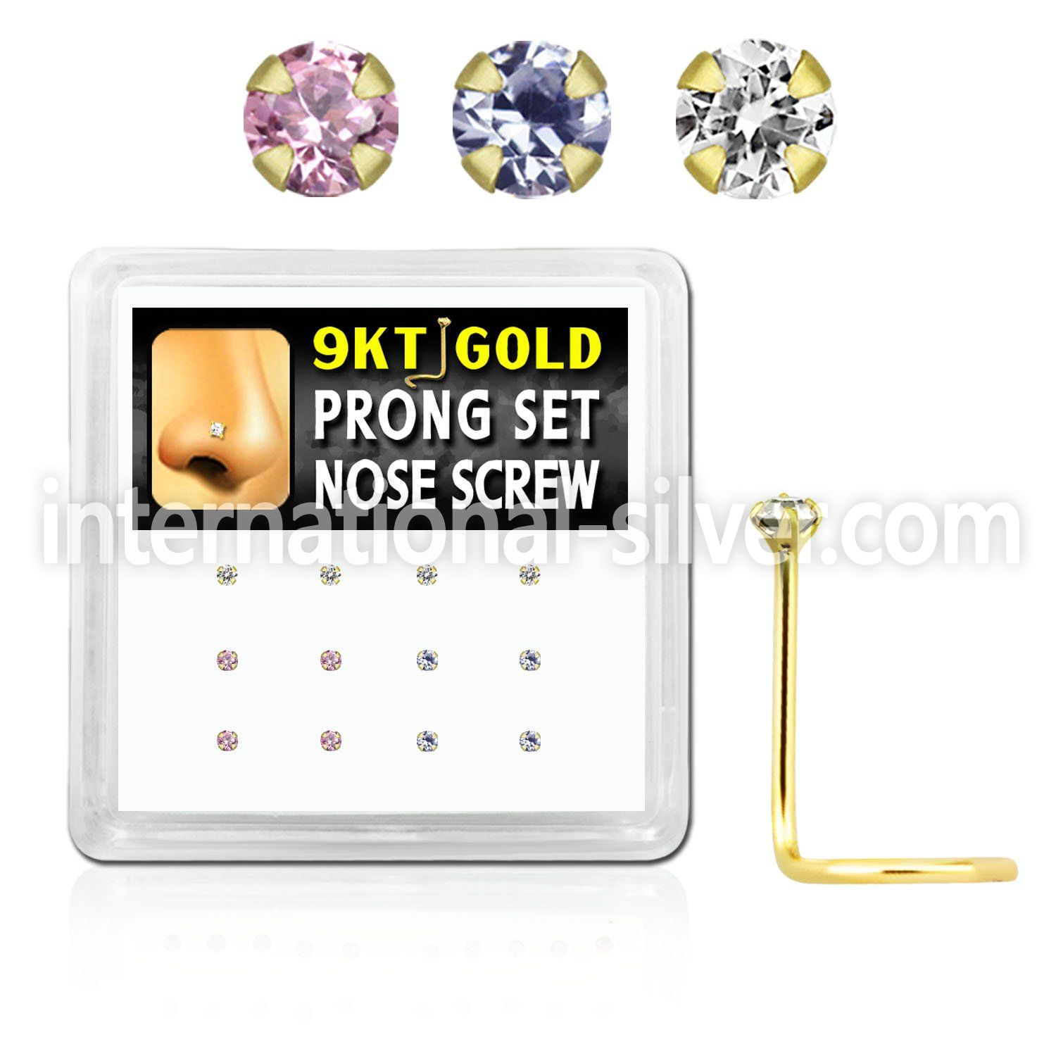 d9gsc2 l shape nose studs gold nose
