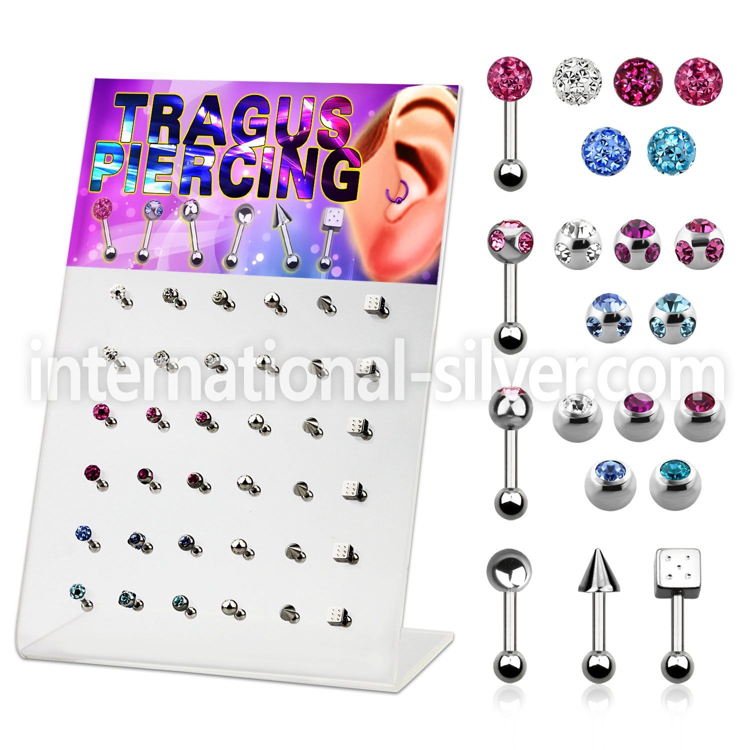 dacb100 straight barbells surgical steel 316l tragus