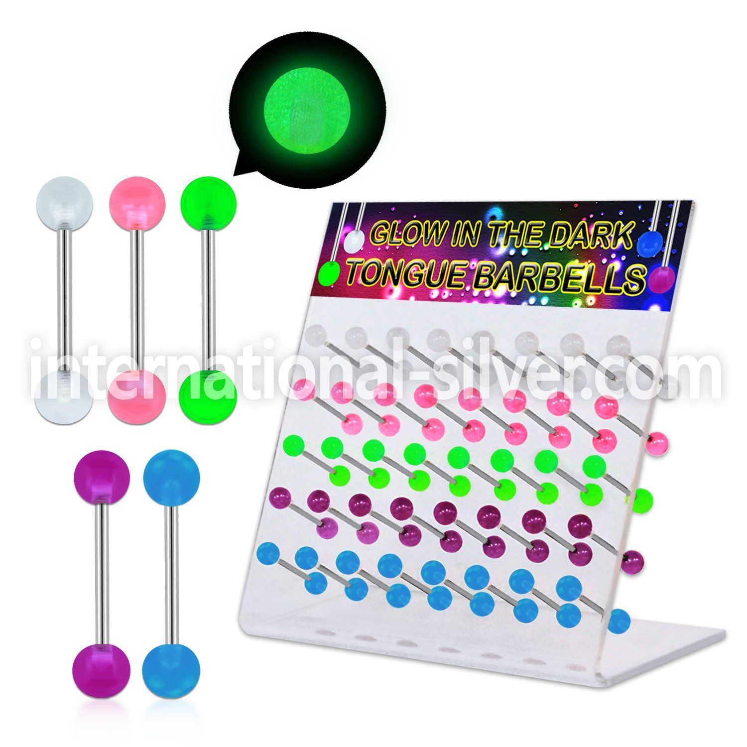 dacb84 straight barbells surgical steel 316l with acrylic parts tongue