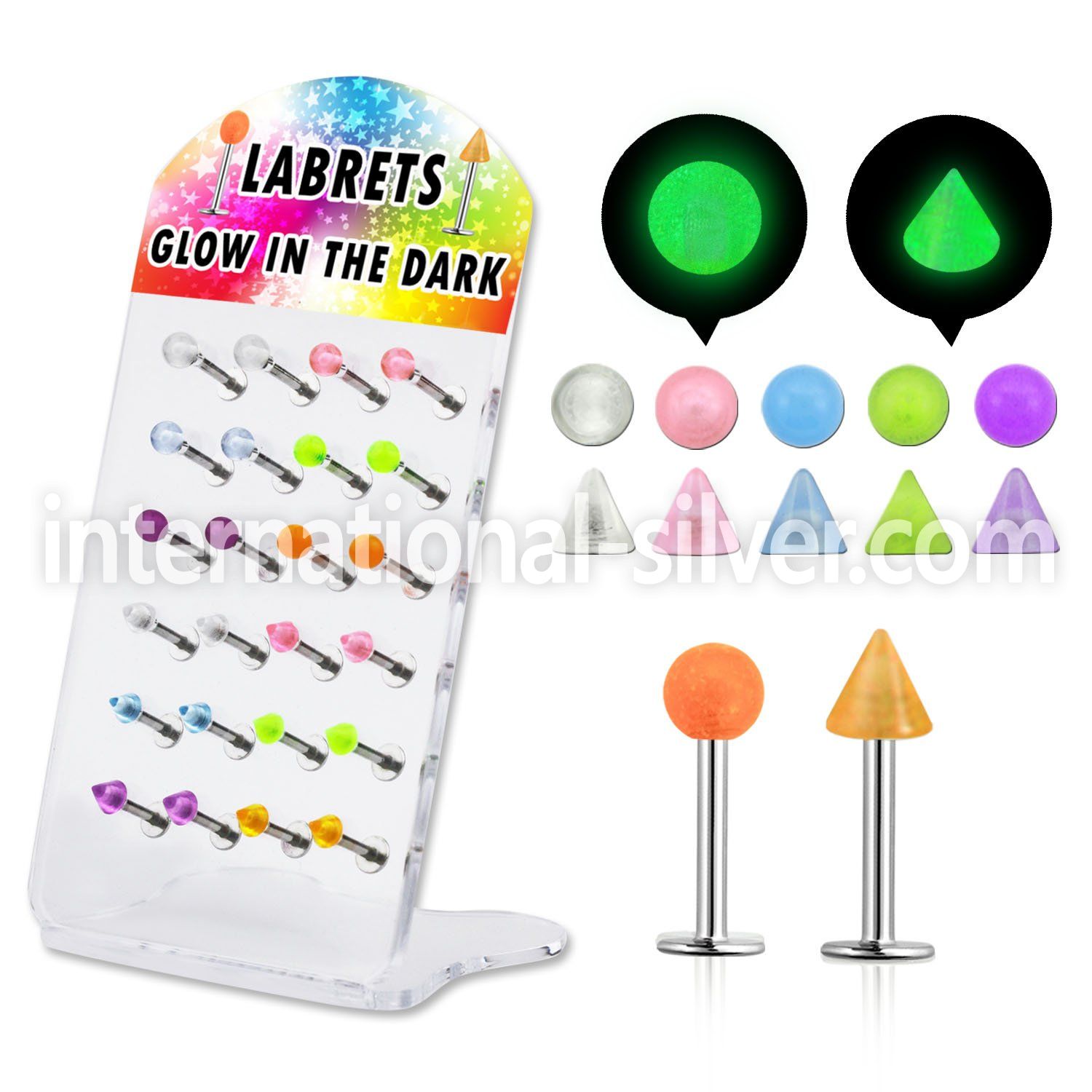 dacb95 labrets lip rings surgical steel 316l with acrylic parts labrets chin