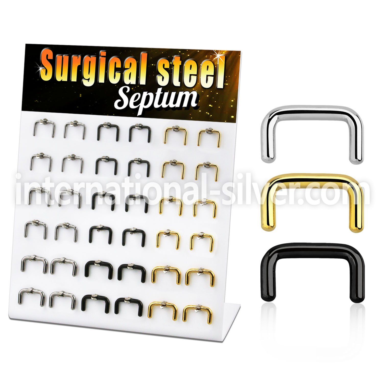 dapg178 display w 316l steel septum retainer in a u shape