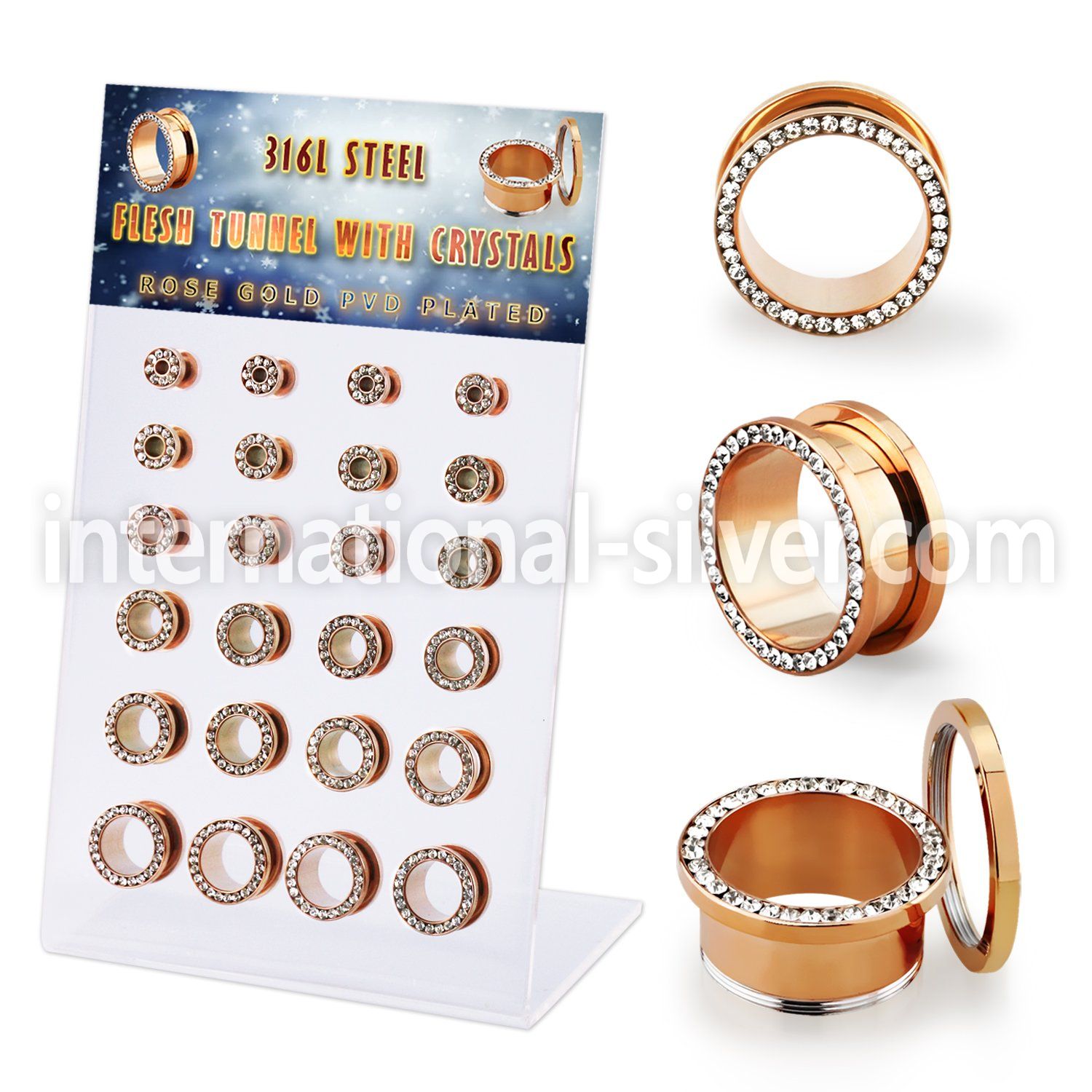 dapg188 tunnels gauges anodized surgical steel 316l ear lobe