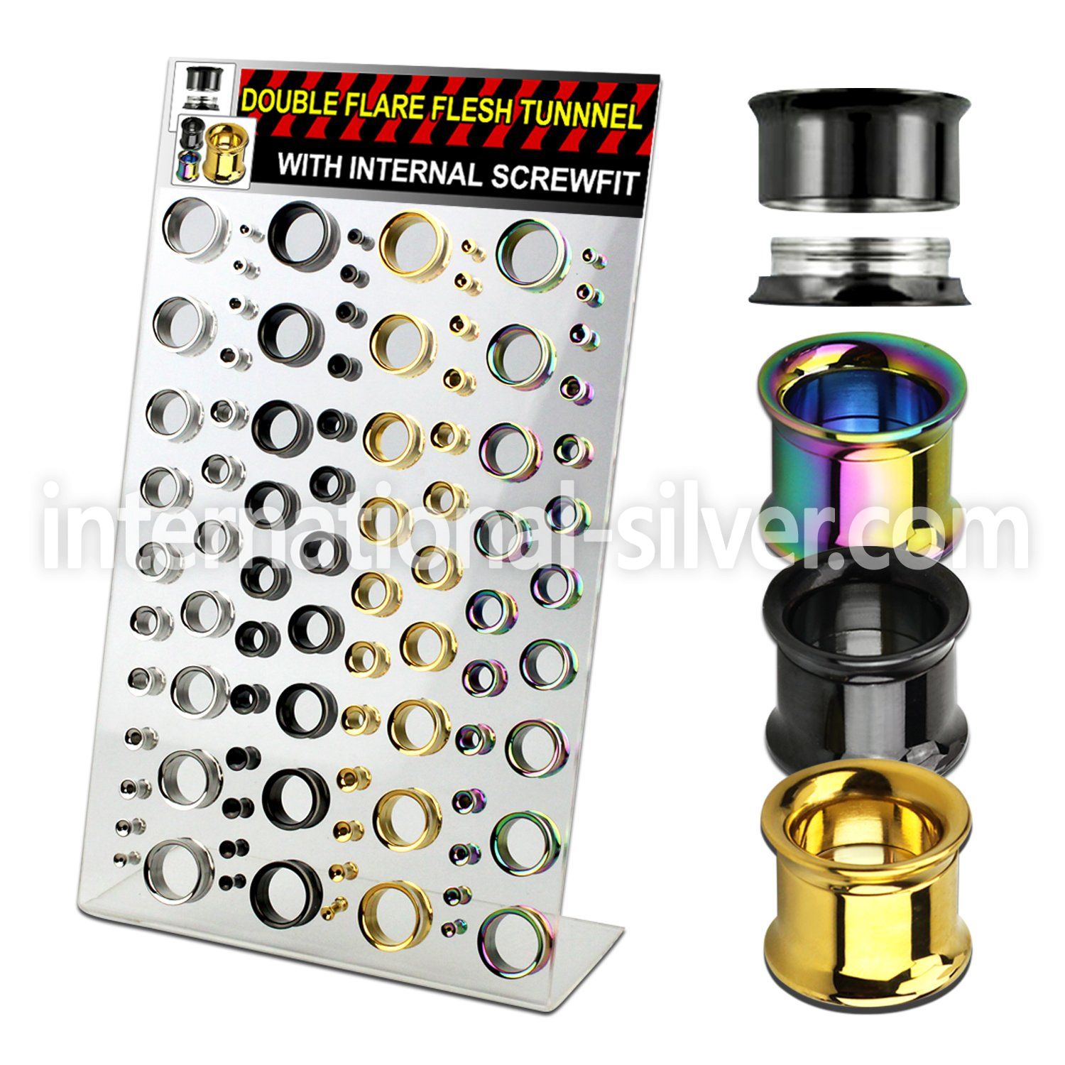 dapg76 tunnels gauges anodized surgical steel 316l ear lobe