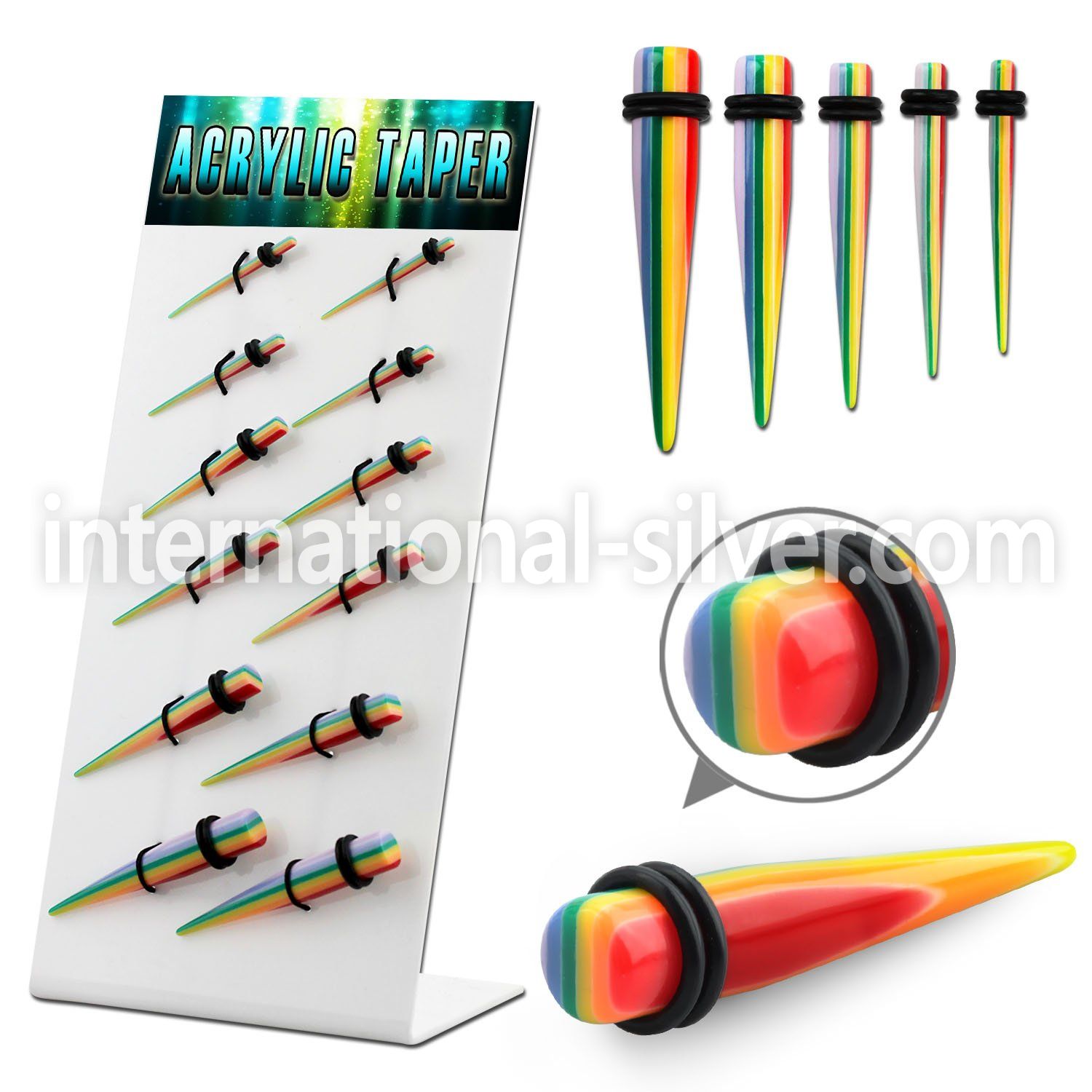 dapg89 display w 12 pcs of acrylic taper w rainbow pattern