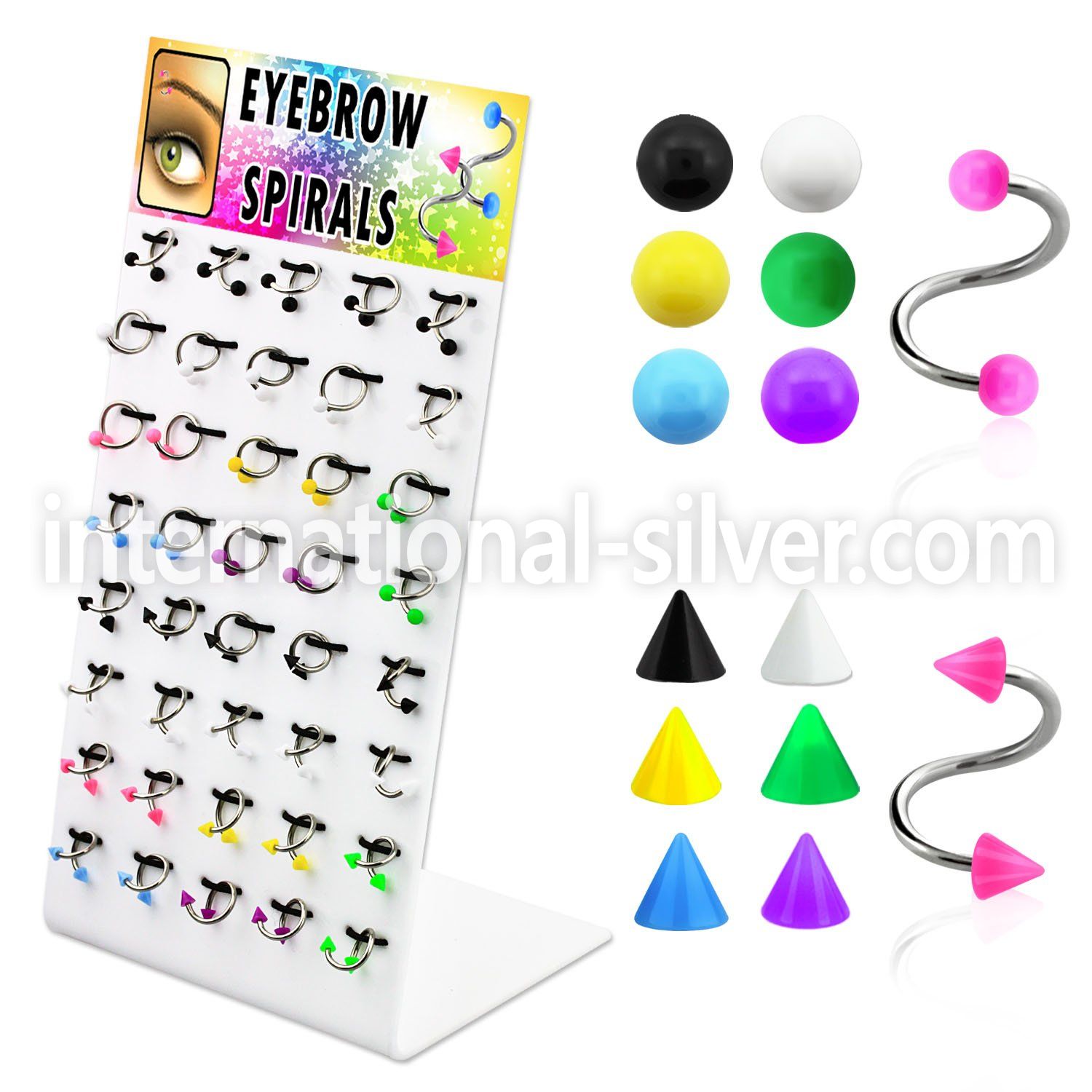 dbjmx13 spirals twisters surgical steel 316l with acrylic parts eyebrow