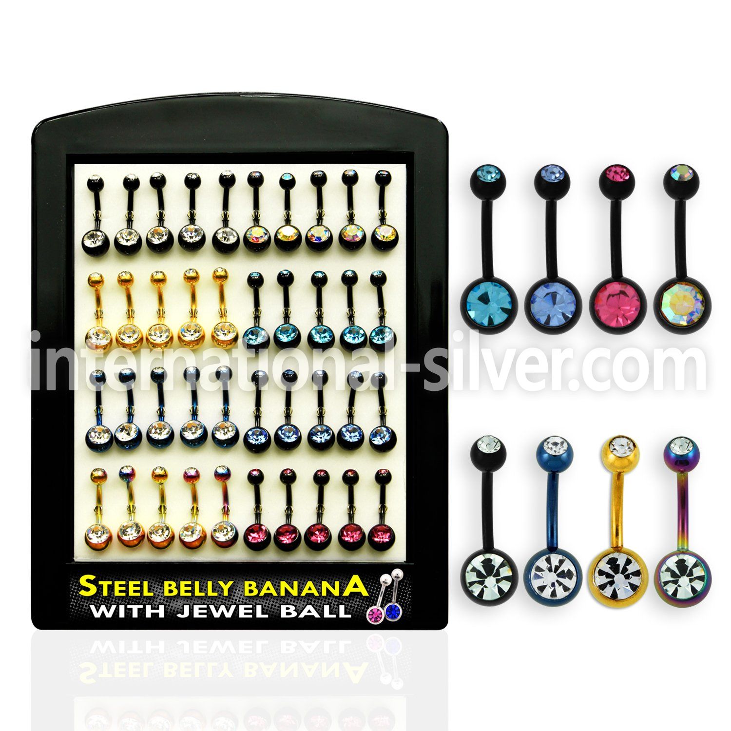 dbntj pvd plated 316l steel belly banana w 5 8mm bezel ball