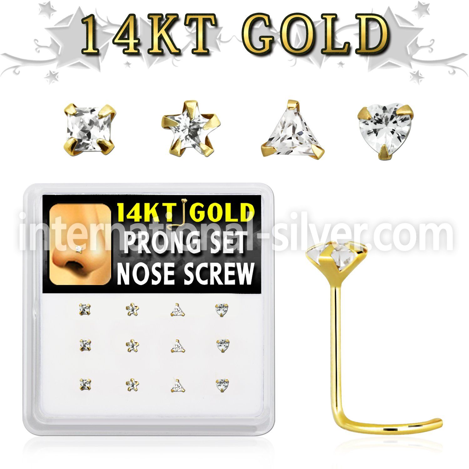 dgsc13 l shape nose studs gold nose