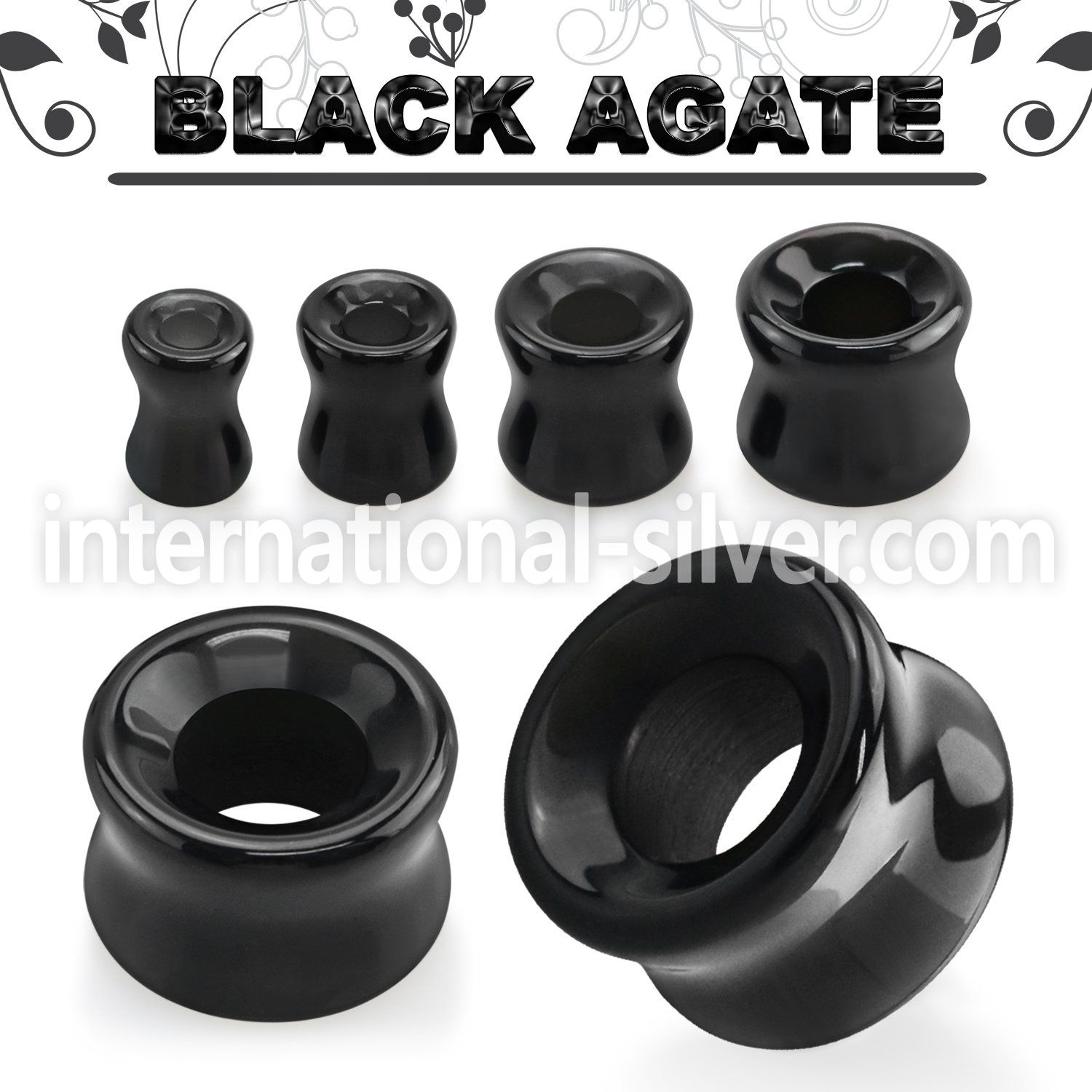 dgsii black agate stone double flare tunnel