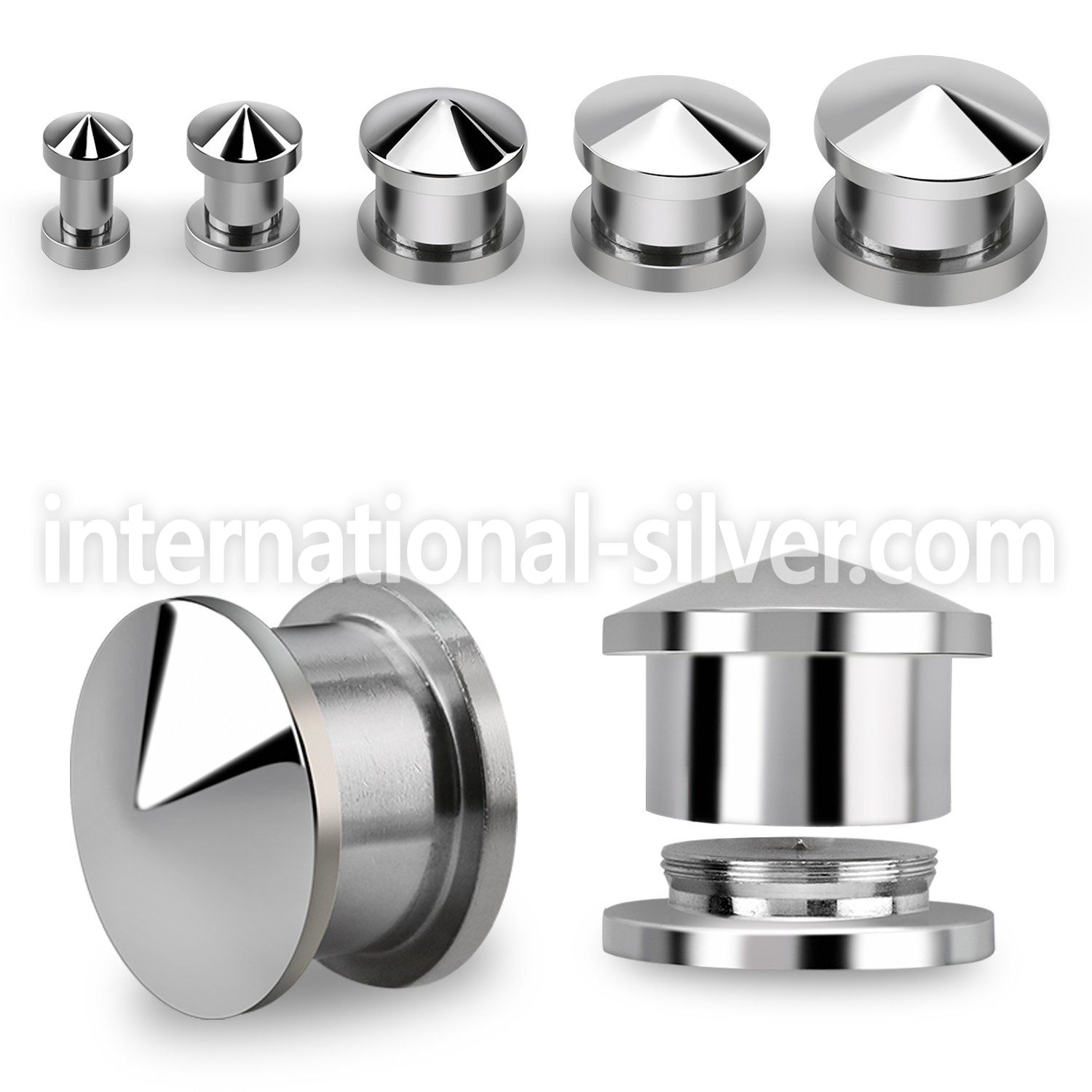 dhpg 316l steel internally threaded spiked top hat plug