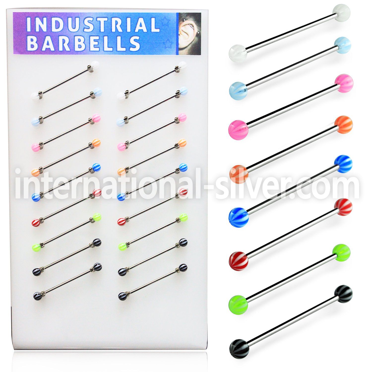 dind10 straight barbells surgical steel 316l with acrylic parts 
