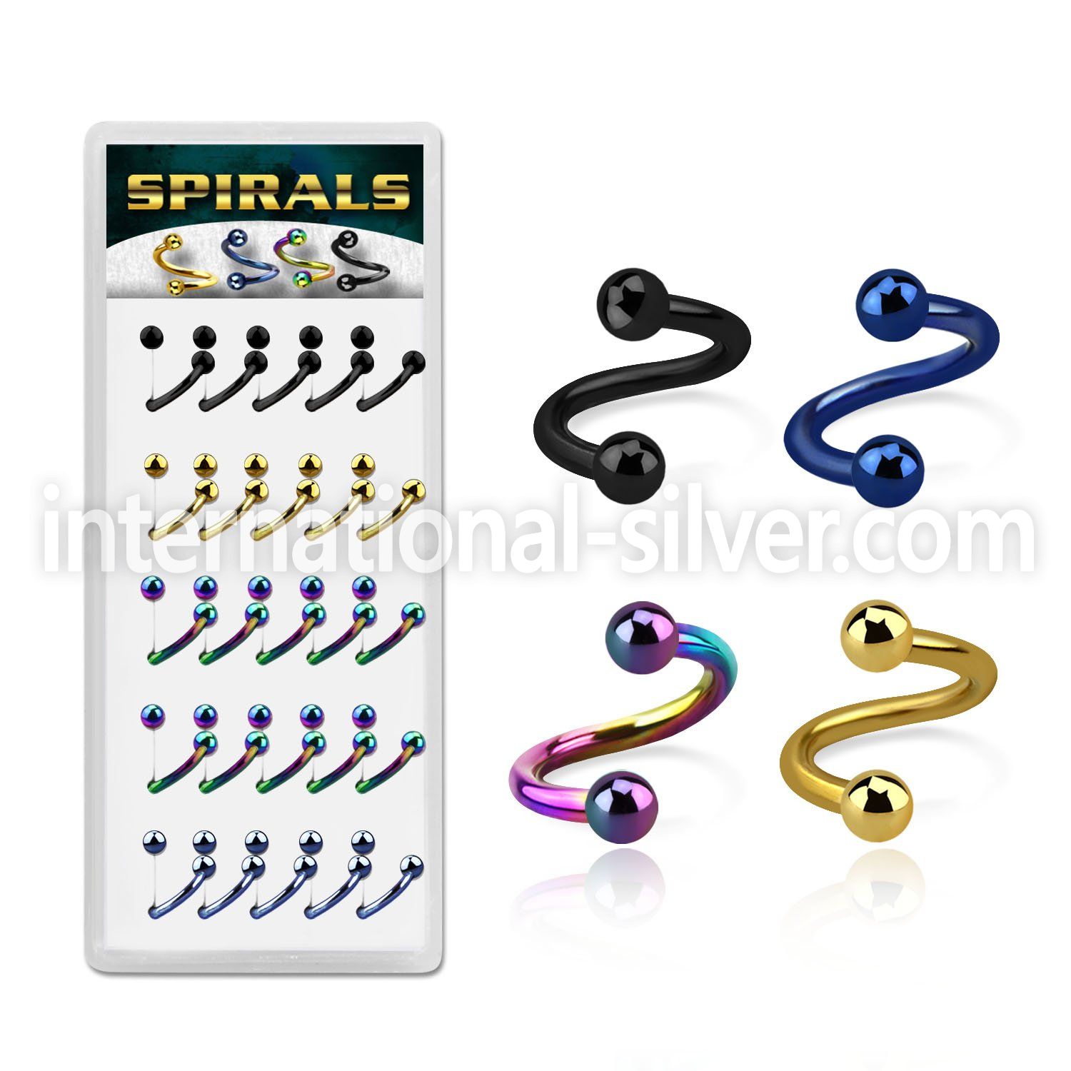 djspe1 spirals twisters anodized surgical steel 316l labrets chin