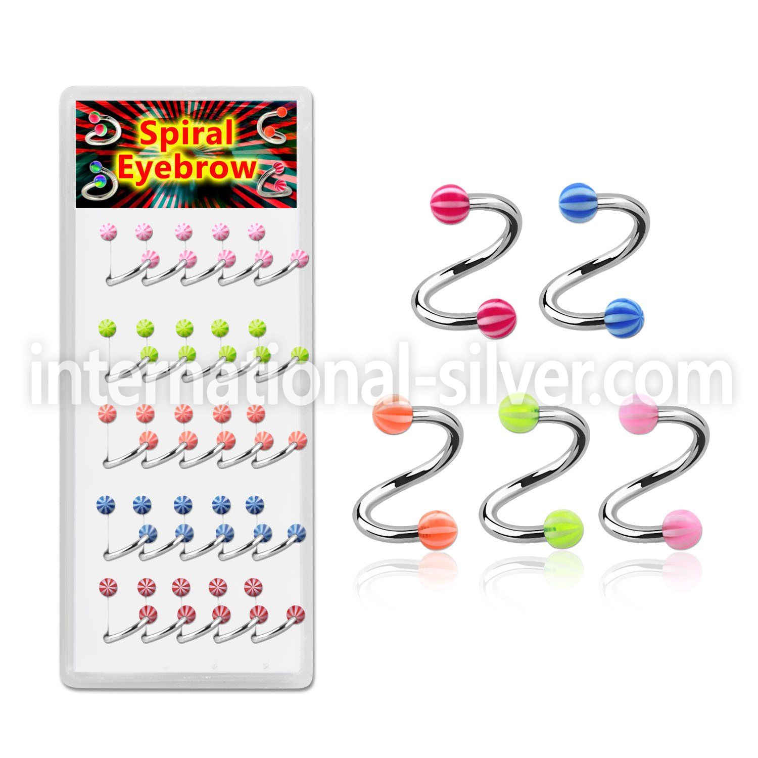djspe6 spirals twisters surgical steel 316l with acrylic parts eyebrow