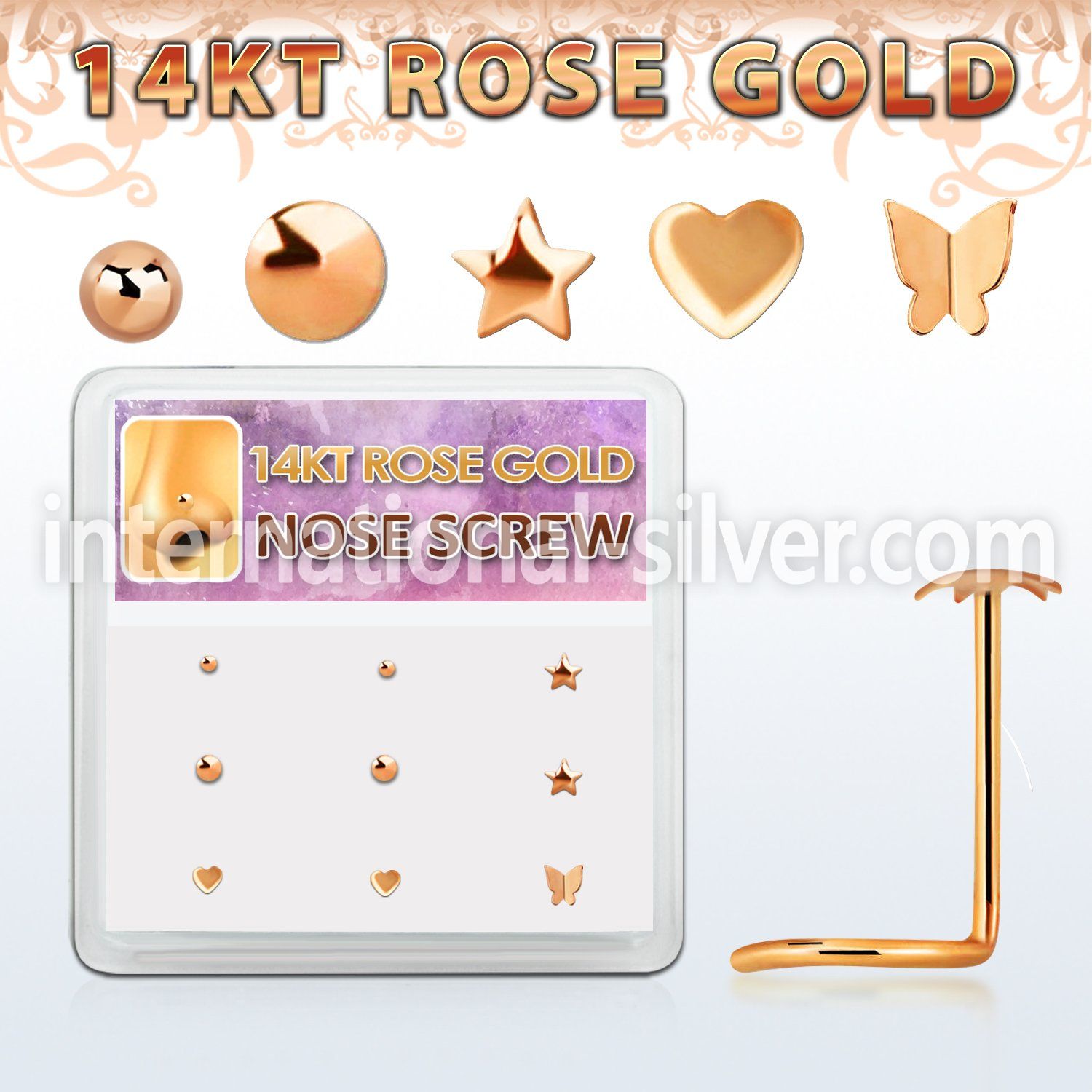 drsc19 l shape nose studs gold nose